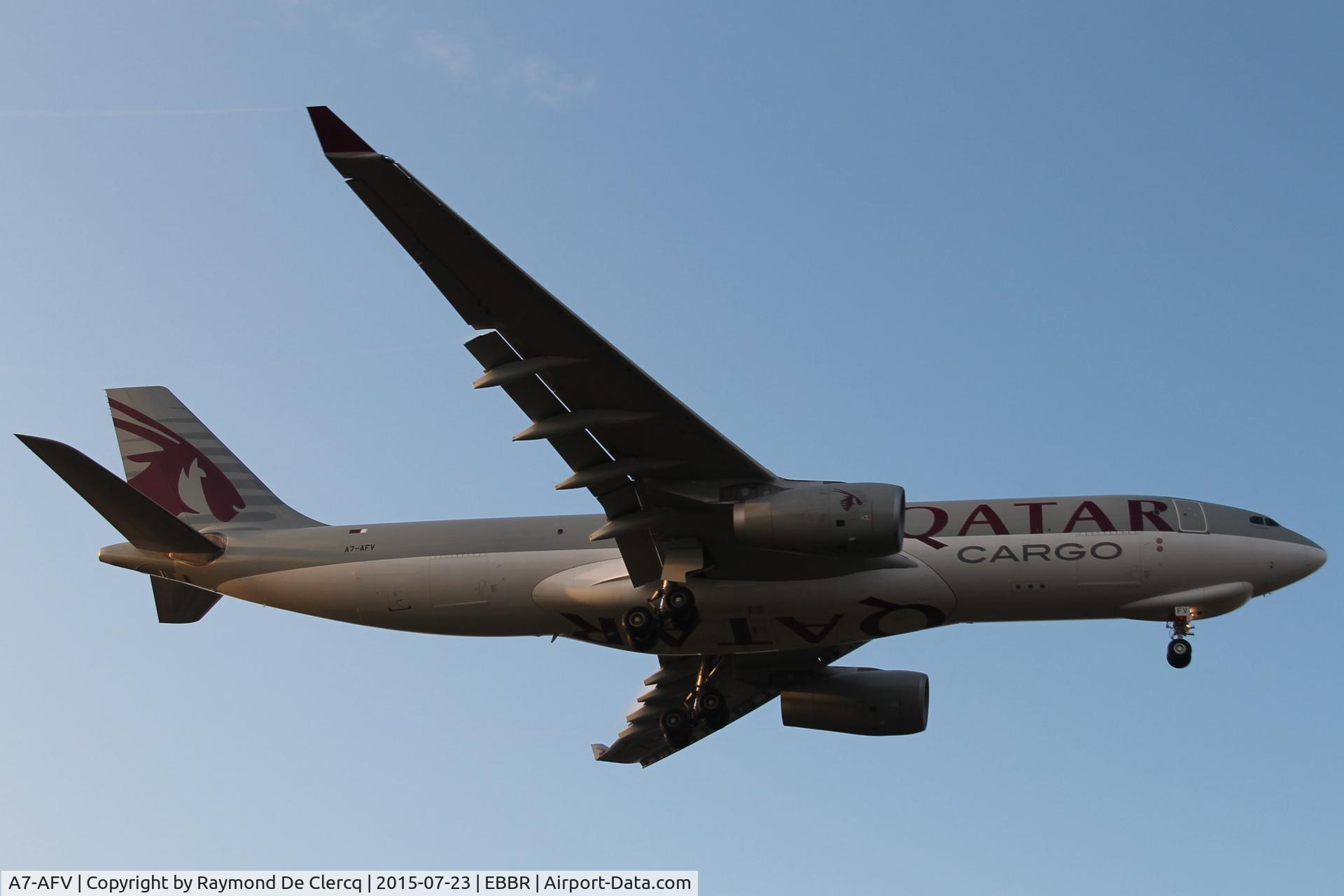 A7-AFV, 2012 Airbus A330-243F C/N 1350, Landing at Brussels airport.
