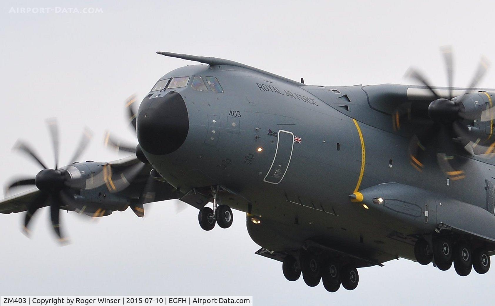 ZM403, 2015 Airbus A400M-180 Atlas C.1 C/N 020, Low pass over Runway 22 by RAF A400M Atlas C.1 aircraft coded 403.