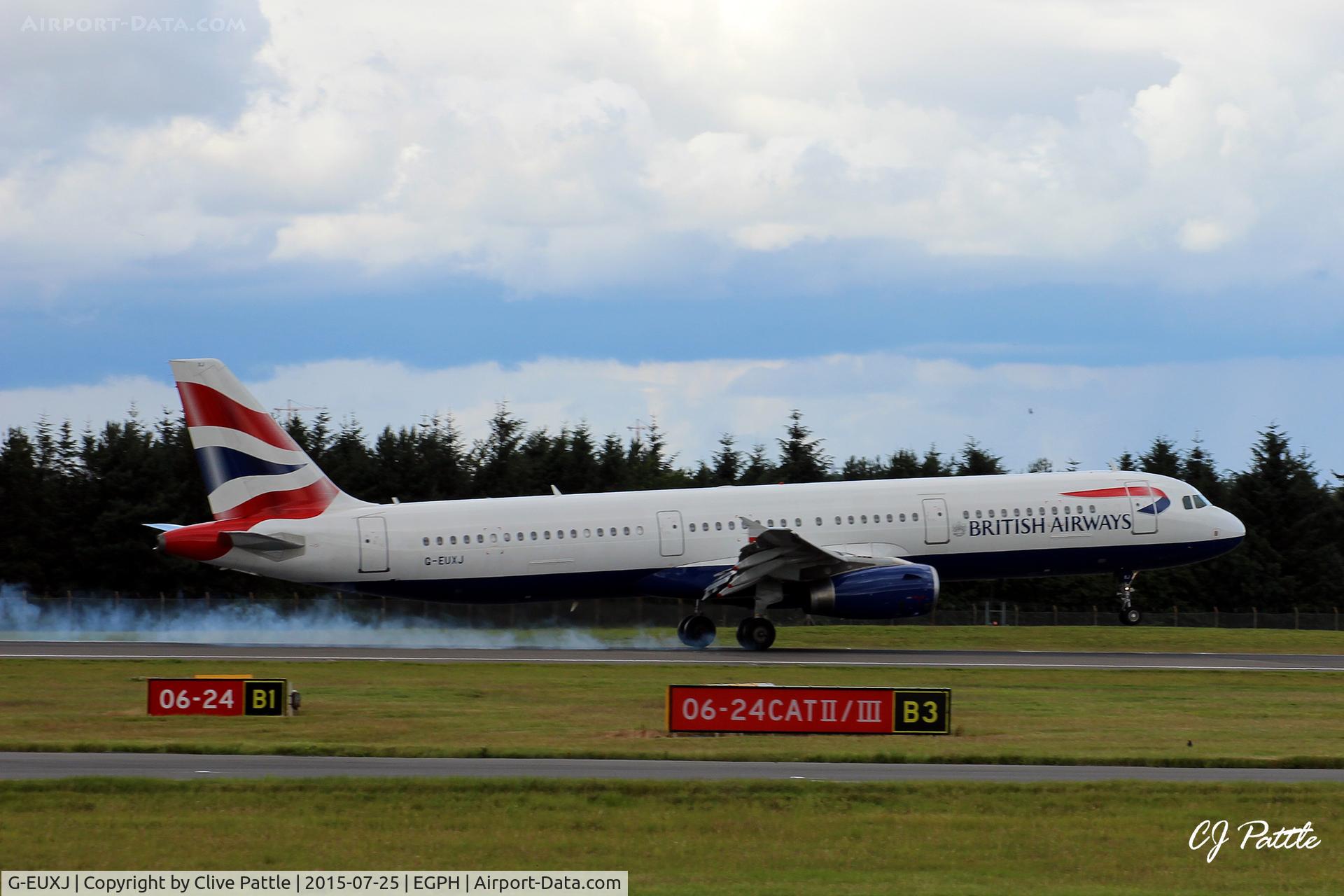 G-EUXJ, 2007 Airbus A321-231 C/N 3081, BA in smok'in action at Edinburgh EGPH