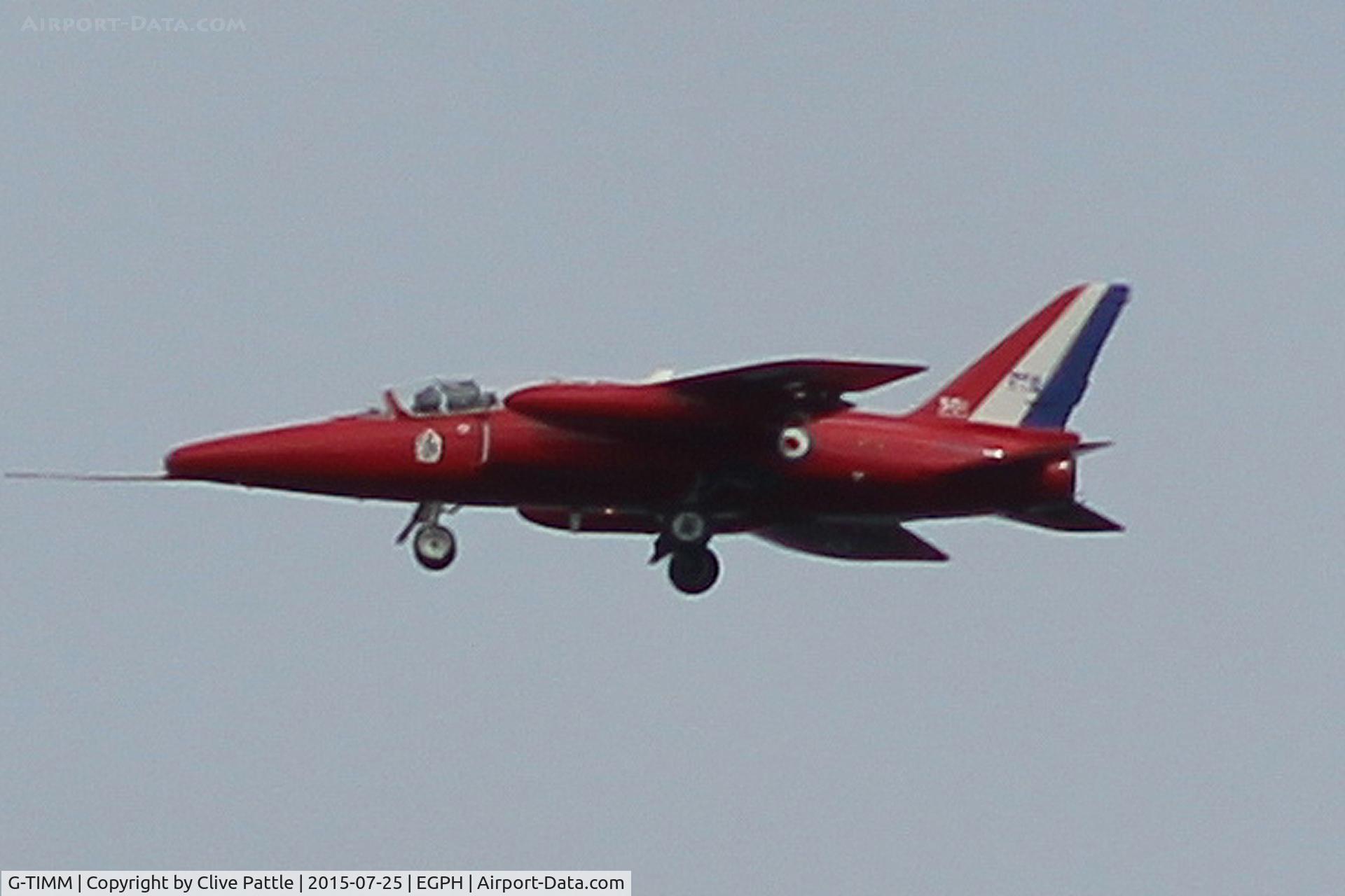 G-TIMM, 1962 Folland Gnat T.1 C/N FL519, Landing at Edinburgh Airport for fuel EGPH whilst attending at the nearby East Fortune airshow 2015.