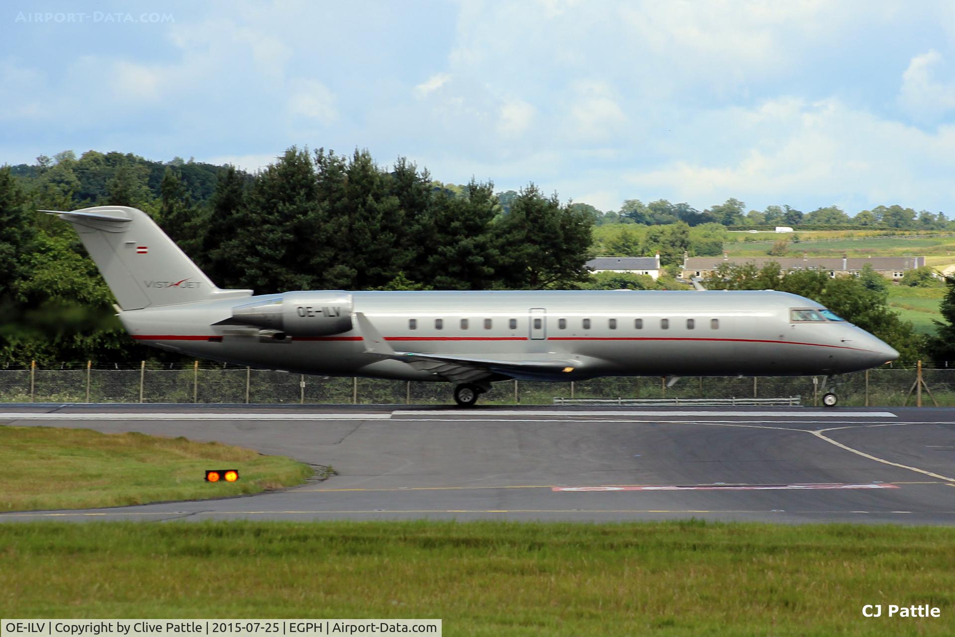 OE-ILV, 2008 Bombardier Challenger 850 (CL-600-2B19) C/N 8082, Take off roll at Edinburgh EGPH