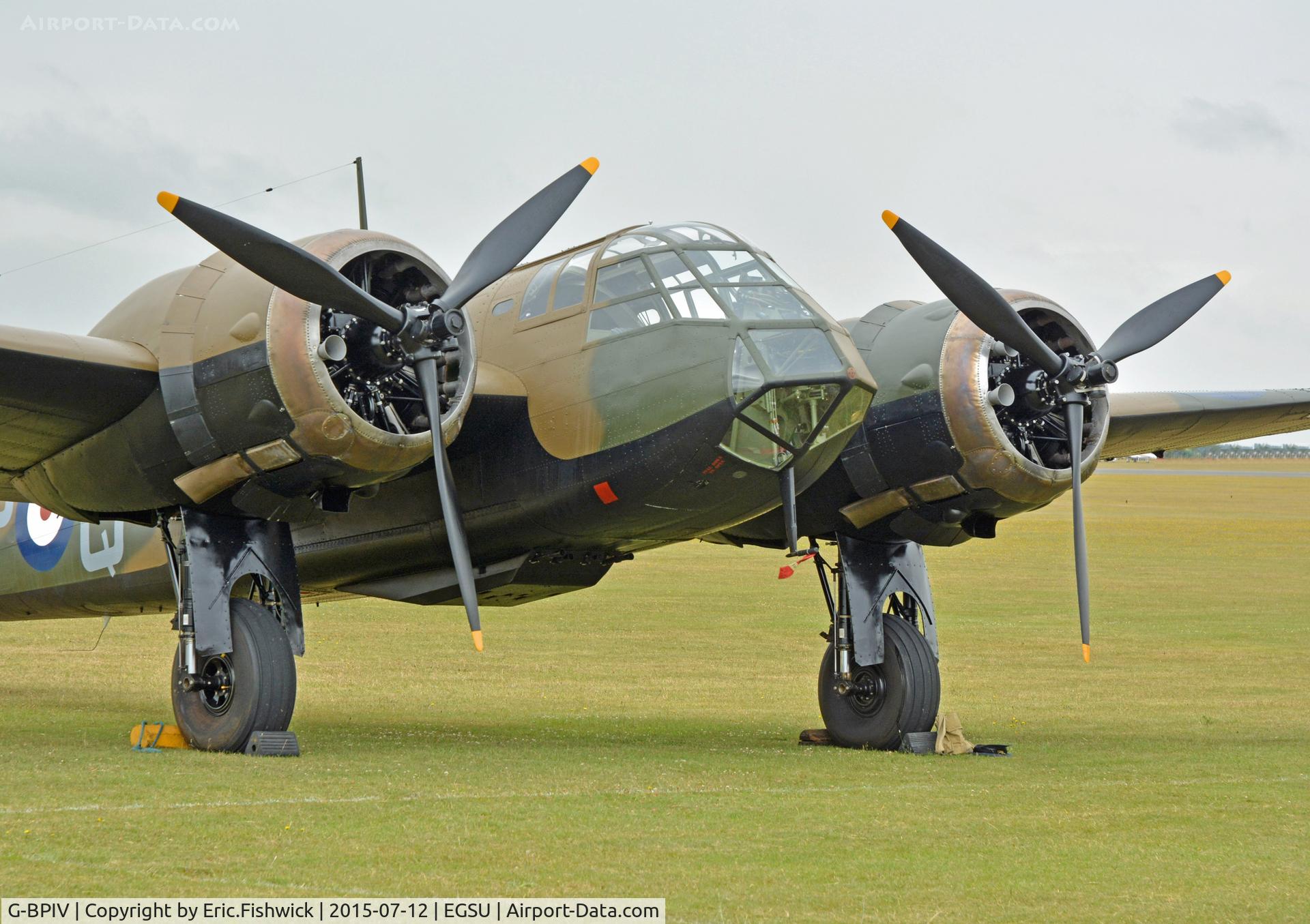 G-BPIV, 1943 Bristol 149 Bolingbroke Mk.IVT C/N 10201, 4. After superb restoration - G-BPIV on the flight line at The Flying Legends Air Show, July 2015.