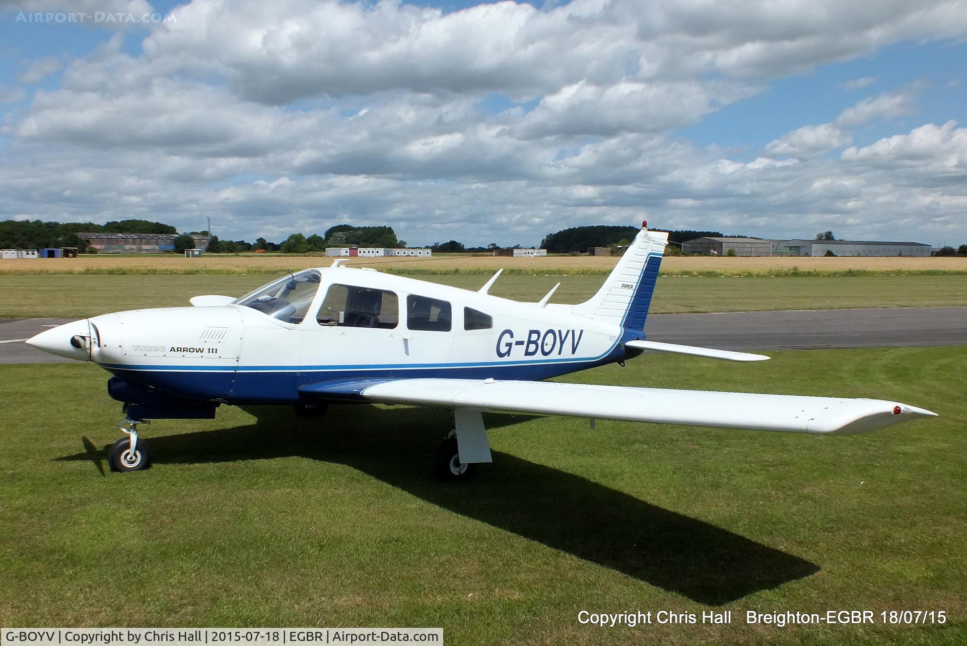 G-BOYV, 1977 Piper PA-28R-201T Turbo Cherokee Arrow III C/N 28R-7703014, International Bucker Fest at Breighton