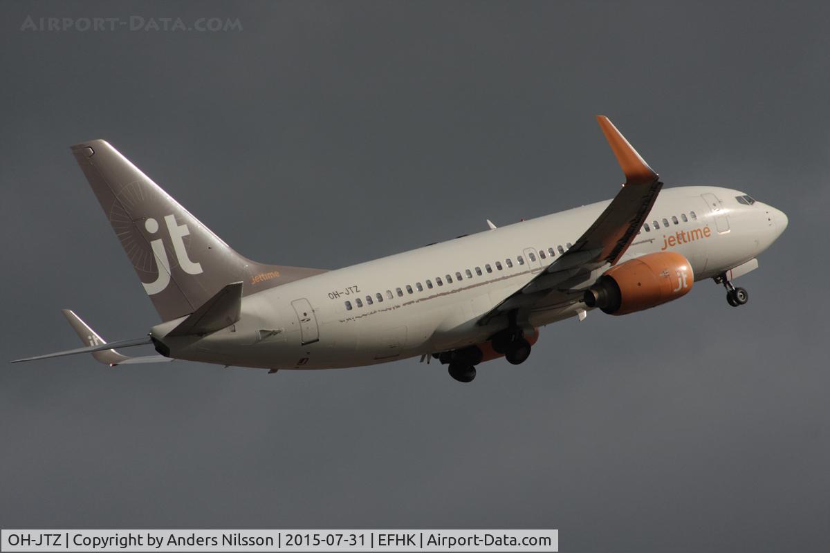 OH-JTZ, 1999 Boeing 737-73S C/N 29083, Departing runway 22R.