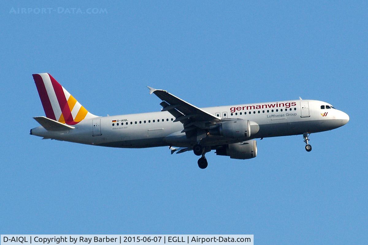 D-AIQL, 1991 Airbus A320-211 C/N 0267, Airbus A320-211 [0267] (Germanwings) Home~G 07/06/2015. On approach 27L.