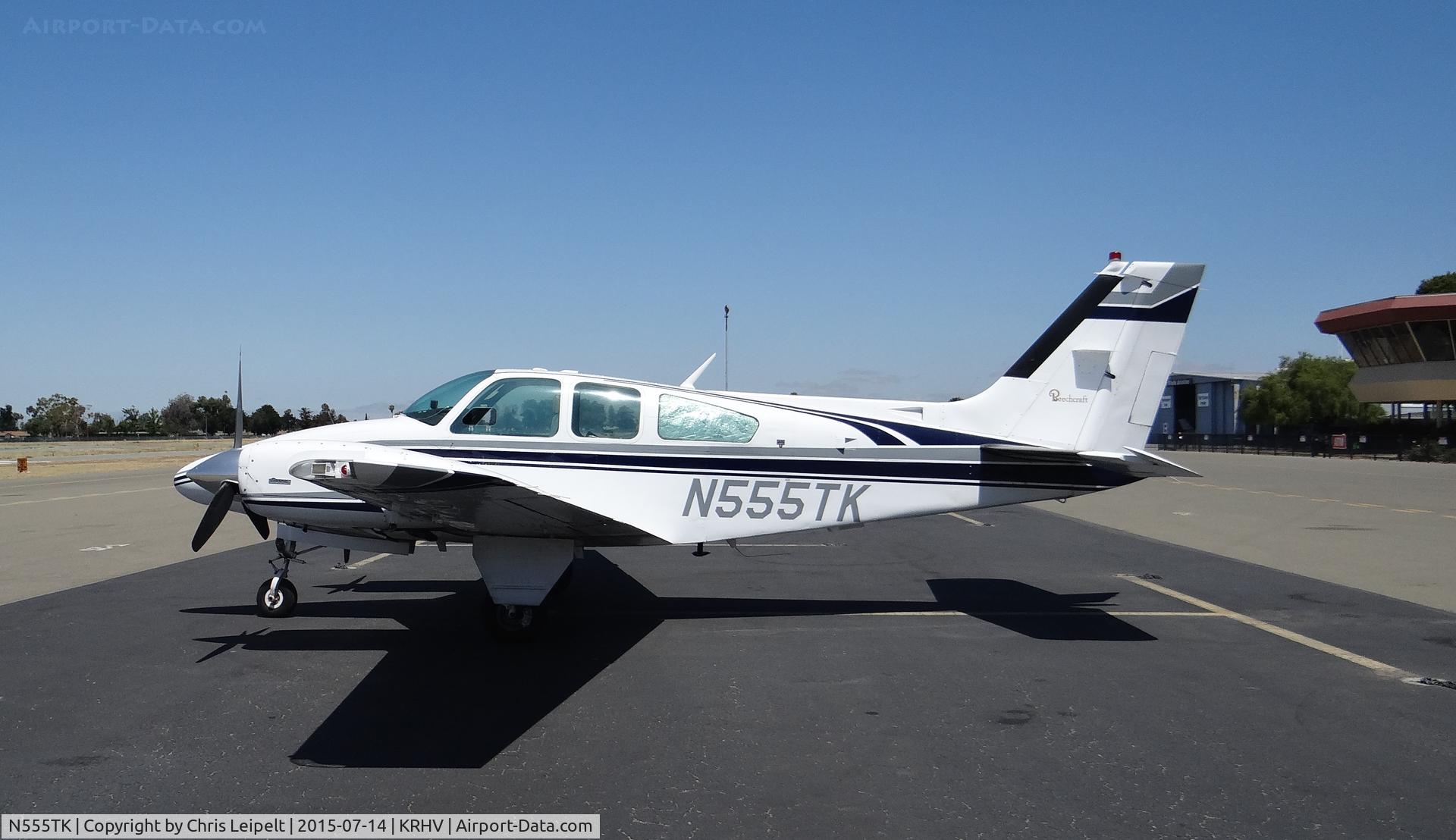 N555TK, 1976 Beech 95-B55 (T42A) Baron C/N TC-2001, A local 1976 Beechcraft Baron 55 at transient parking before heading off to Sacramento Executive Airport at Reid Hillview Airport, CA