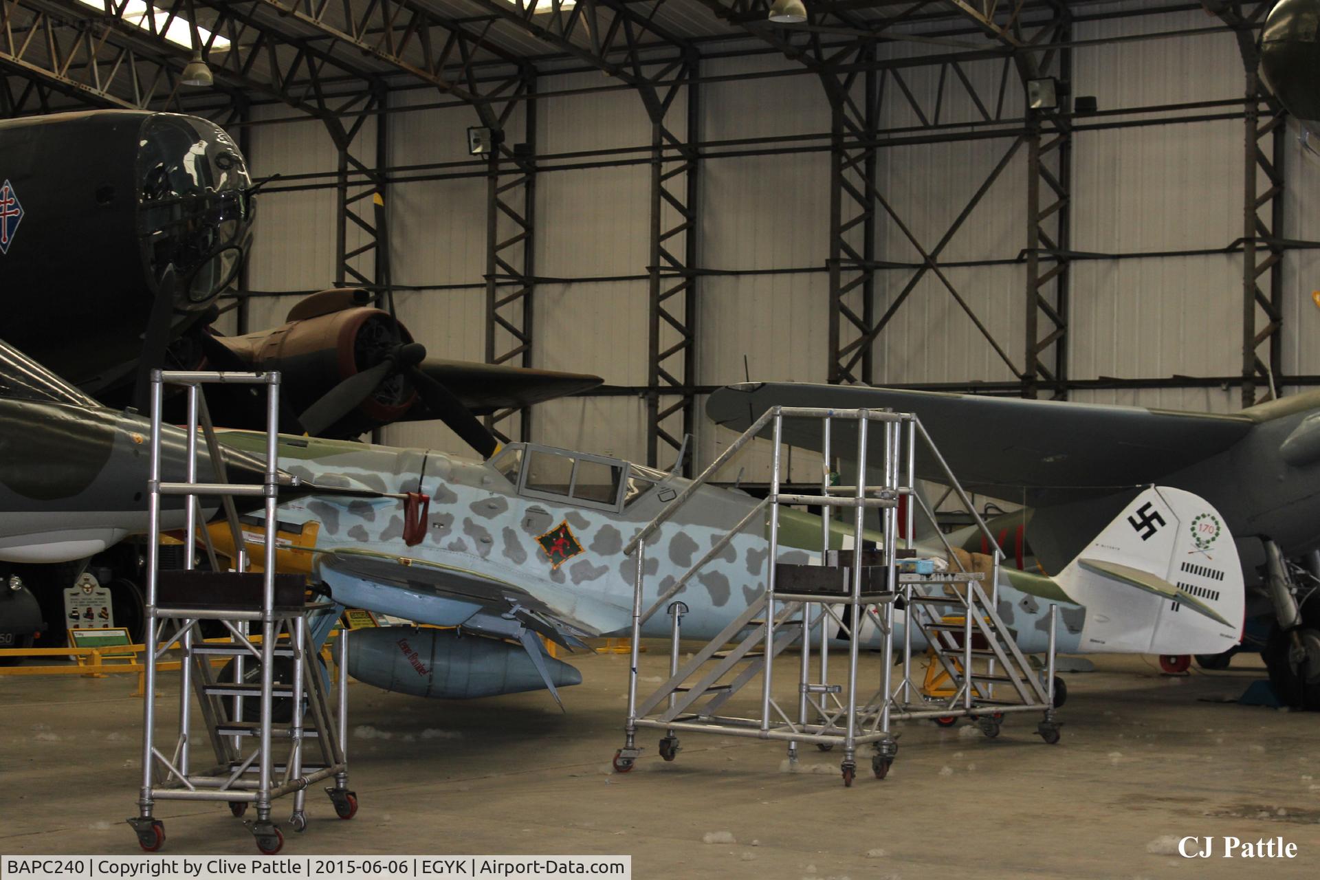 BAPC240, Messerschmitt Bf-109G-6/R-6 Replica C/N BAPC.240, On display at the Yorkshire Air Museum EGYK