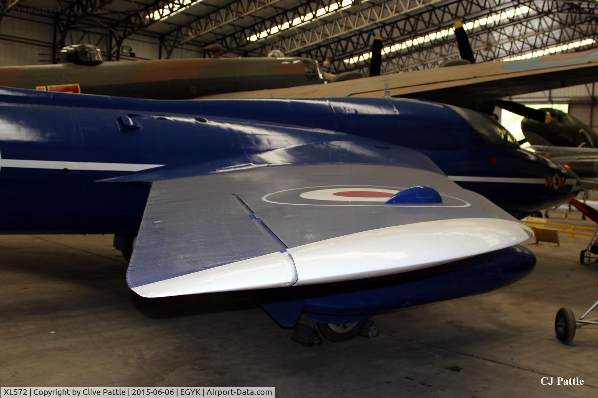 XL572, Hawker Hunter T.7 C/N HABL-003311, On display at the Yorkshire Air Museum EGYK