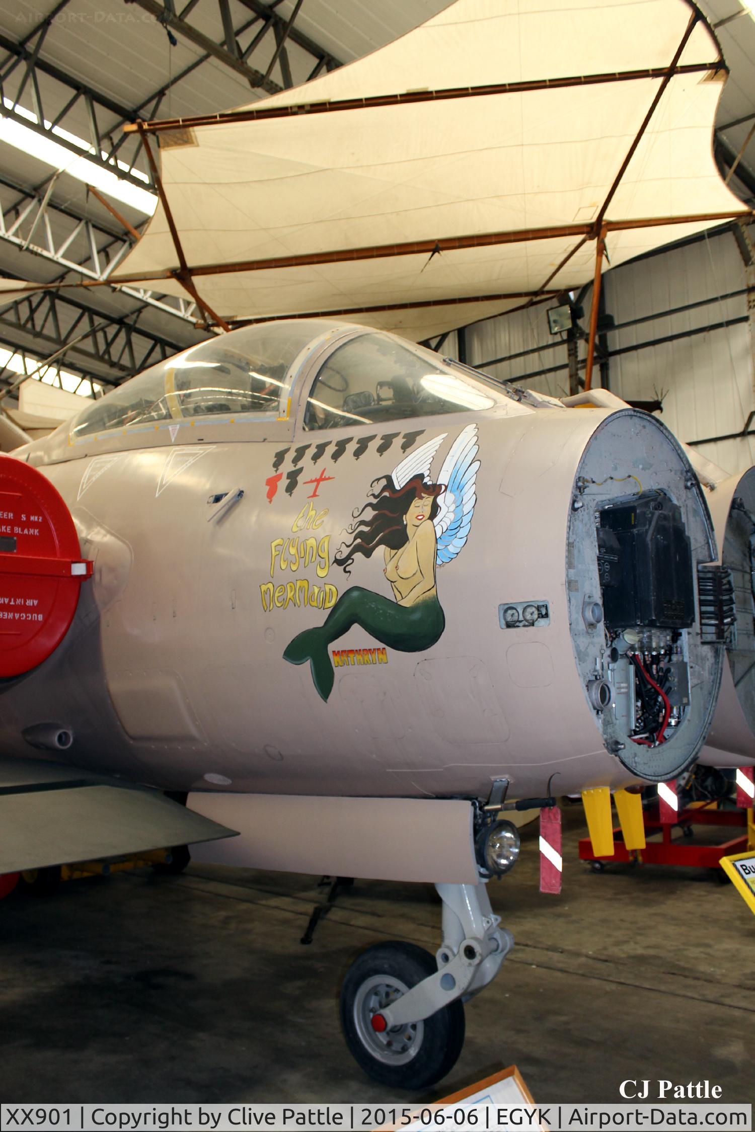 XX901, 1977 Hawker Siddeley Buccaneer S.2B C/N B3-06-75, On display at the Yorkshire Air Museum EGYK