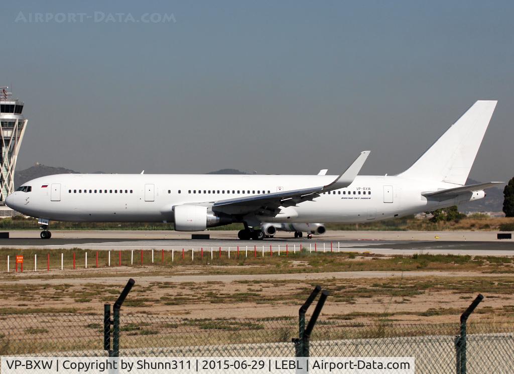 VP-BXW, 1998 Boeing 767-3Q8/ER C/N 27618, Lining up rwy 25L for departure... no titles and used by Azur Air