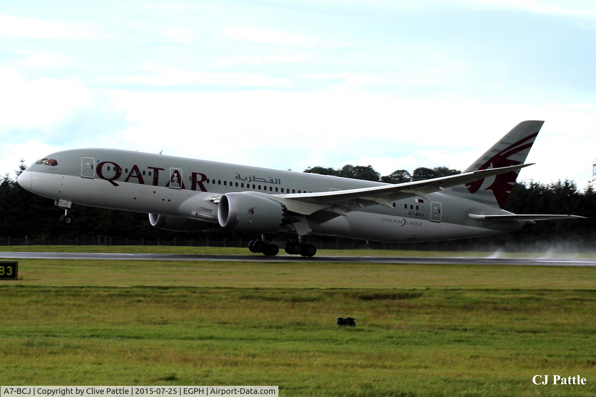 A7-BCJ, 2014 Boeing 787-8 Dreamliner C/N 38328, Take off from Edinburgh EGPH