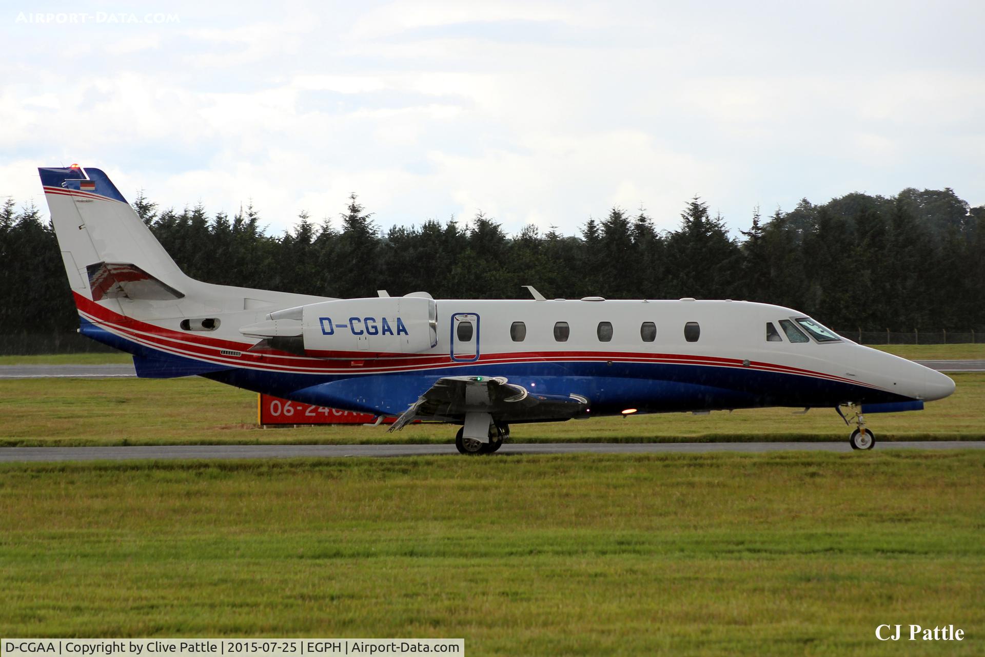 D-CGAA, 2014 Cessna 560 Citation Excel XLS+ C/N 560-6173, Taxy to the ramp at Edinburgh EGPH