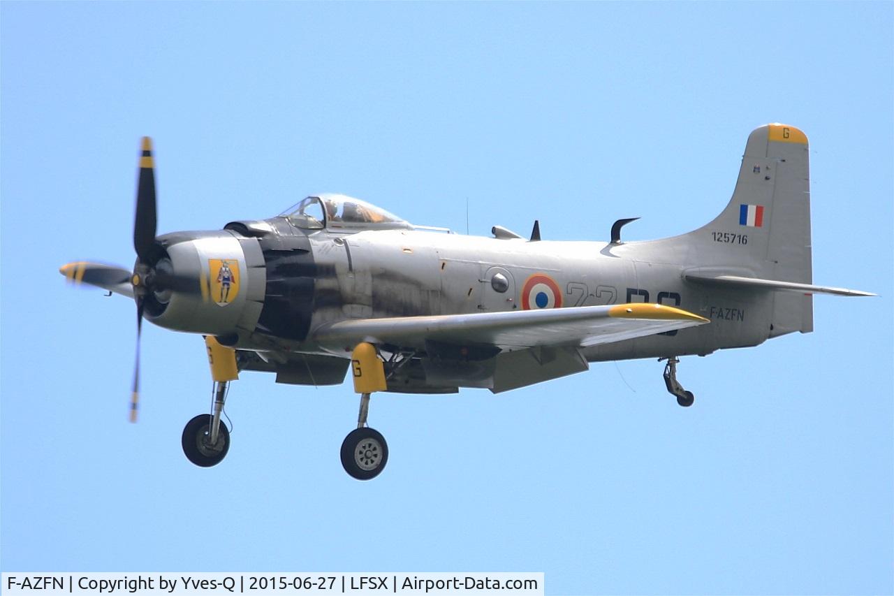 F-AZFN, Douglas AD-4N Skyraider C/N 7609, Douglas AD-4N Skyraider, Short approach rwy 29, Luxeuil-Saint Sauveur Air Base 116 (LFSX) Air show 2015