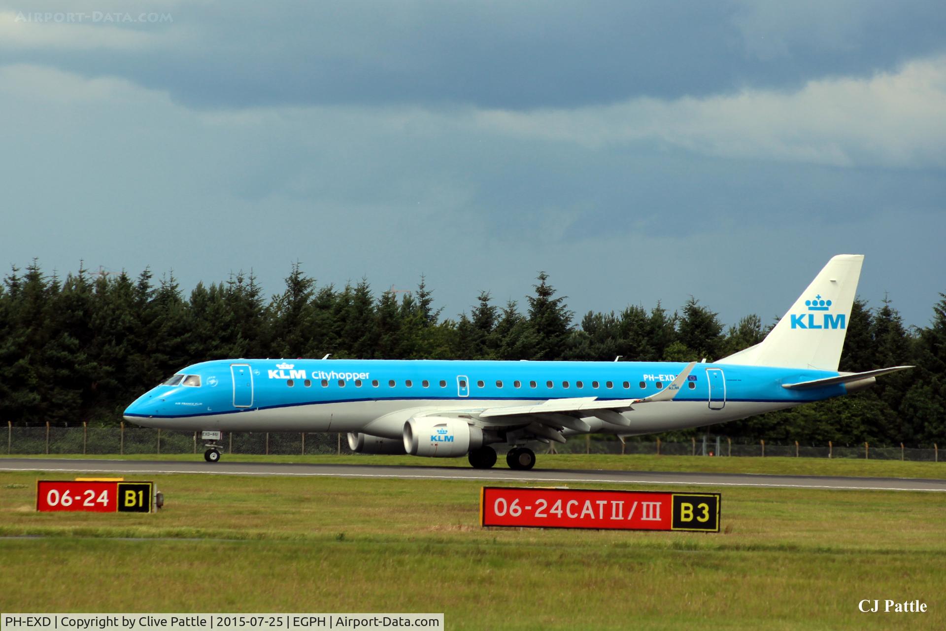 PH-EXD, 2014 Embraer 190LR (ERJ-190-100LR) C/N 19000661, Displaying the new KLM Cityhopper colour scheme at Edinburgh EGPH