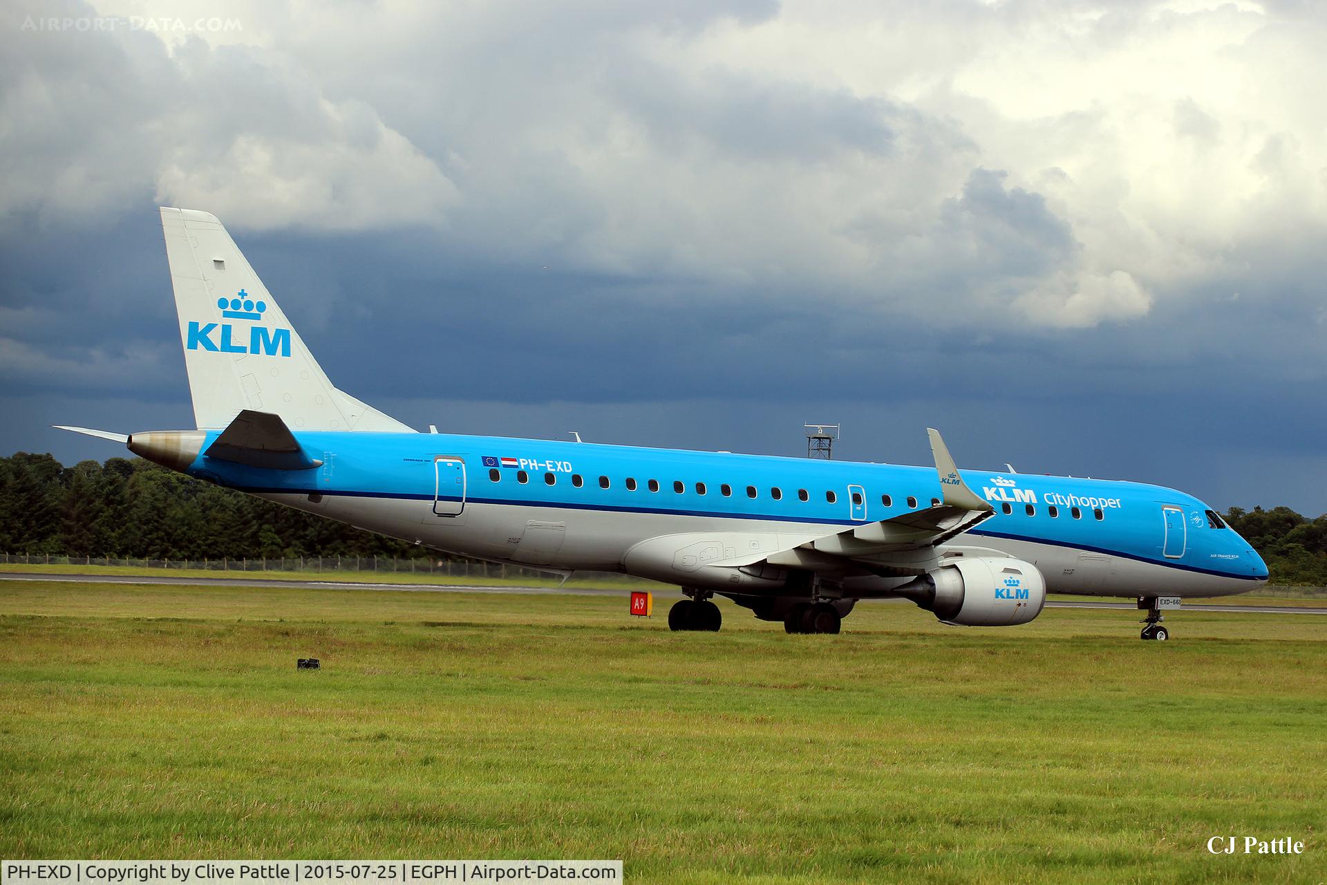 PH-EXD, 2014 Embraer 190LR (ERJ-190-100LR) C/N 19000661, Taxy to gate at Edinburgh EGPH