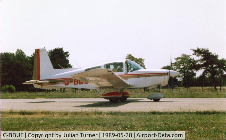 G-BBUF, 1973 Grumman American AA-5 Traveler C/N AA5-0480, At the Neiderhien Flying club at RAF Laarbruch 1989