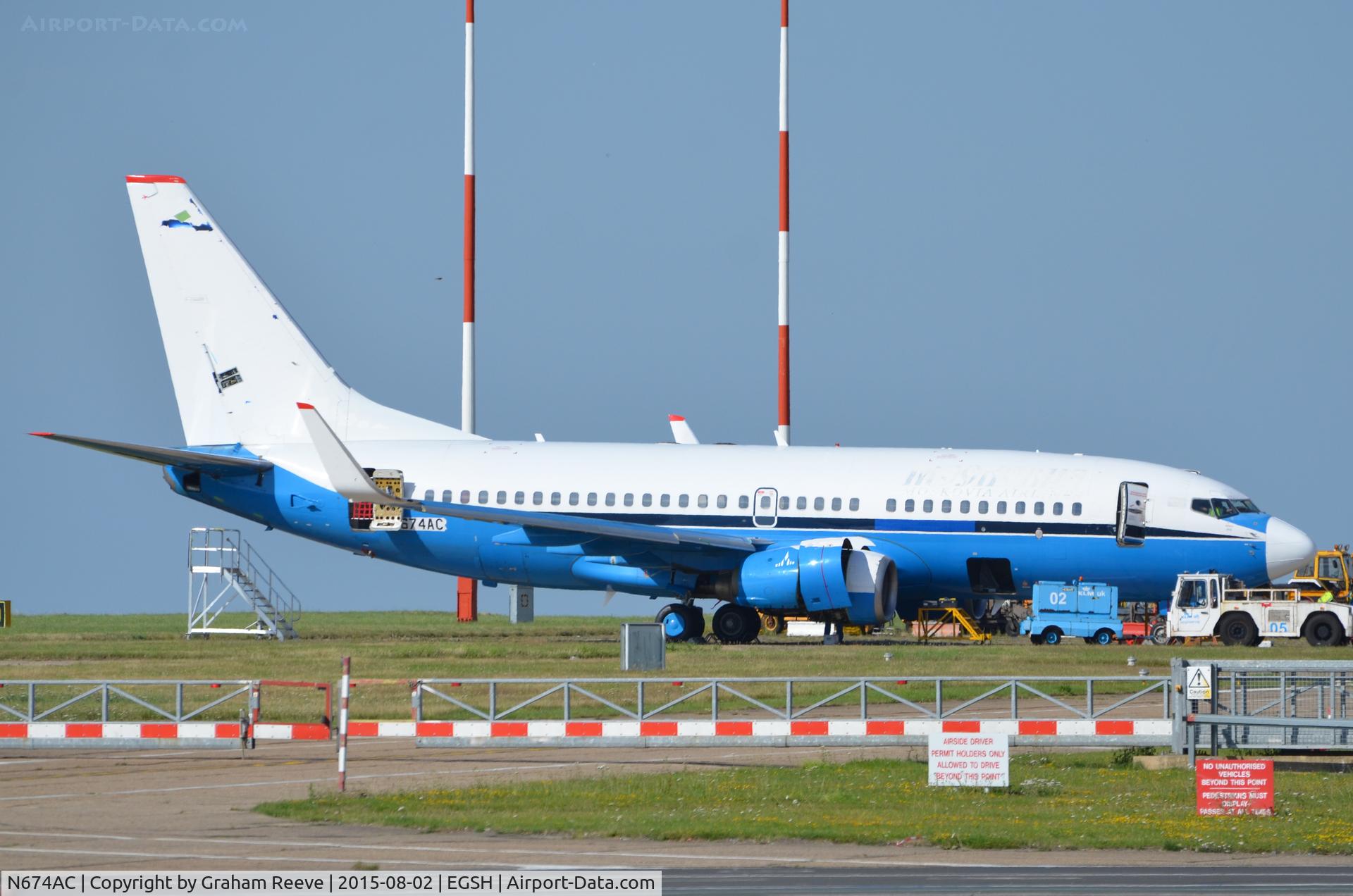 N674AC, 1998 Boeing 737-7L9 C/N 28006, Parked at Norwich.