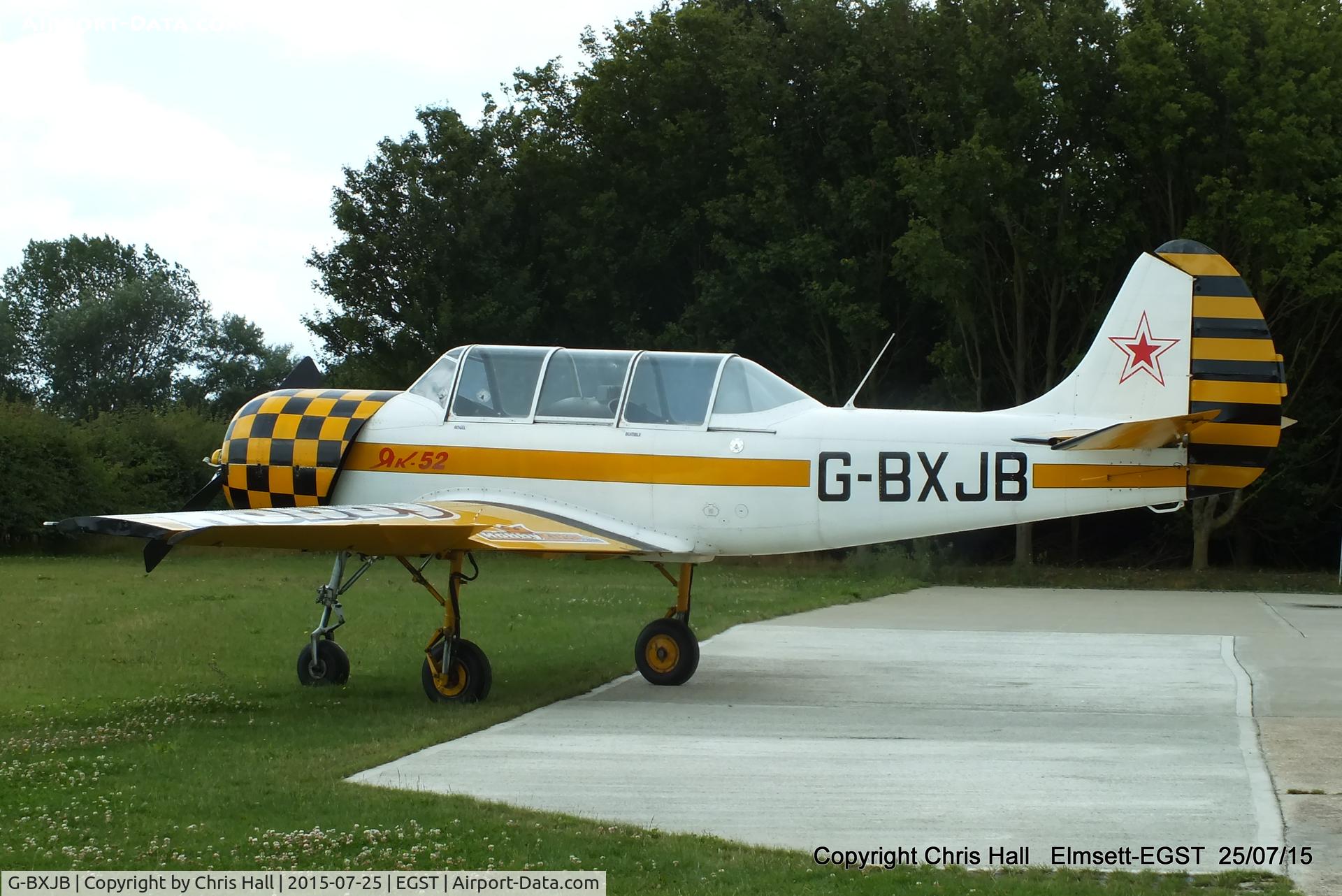 G-BXJB, 1987 Bacau Yak-52 C/N 877403, at Elmsett Airfield