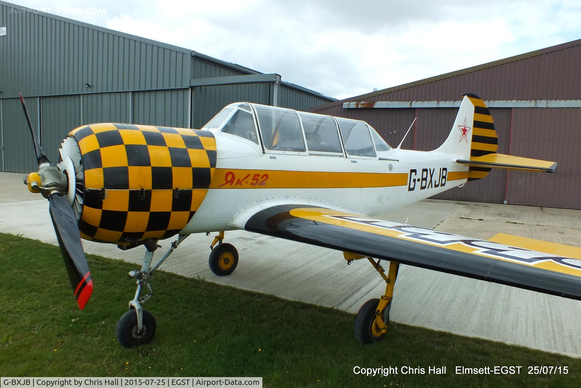 G-BXJB, 1987 Bacau Yak-52 C/N 877403, at Elmsett Airfield