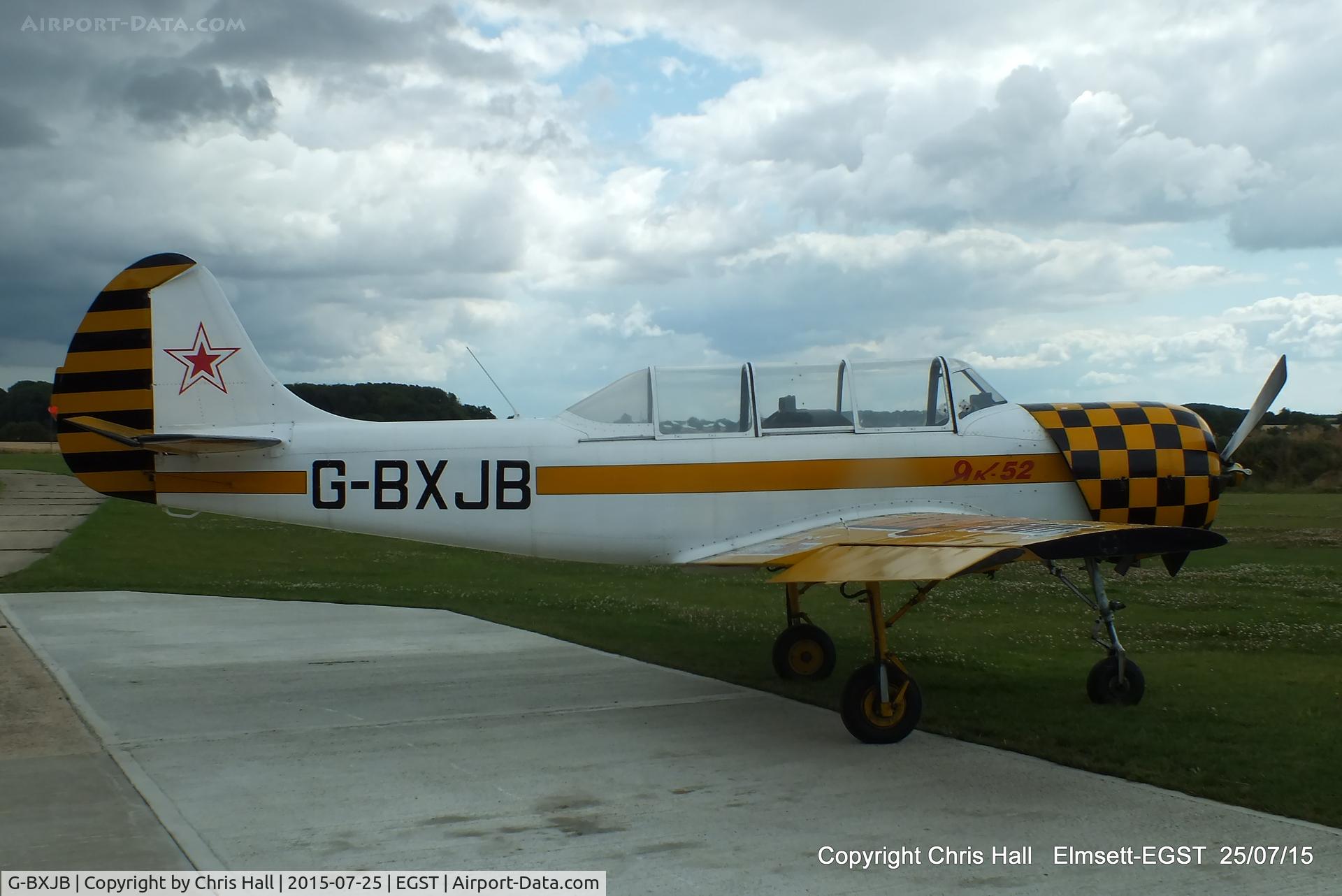 G-BXJB, 1987 Bacau Yak-52 C/N 877403, at Elmsett Airfield