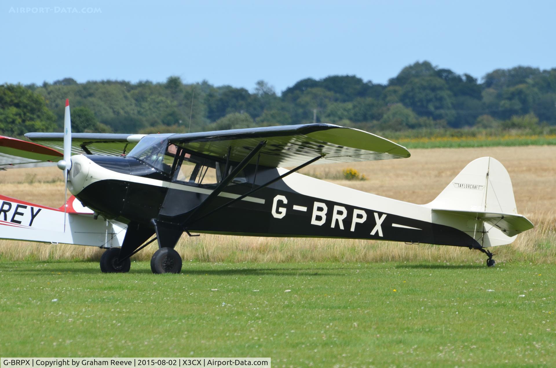 G-BRPX, 1945 Taylorcraft BC-12D Twosome C/N 6462, Parked at Northrepps.