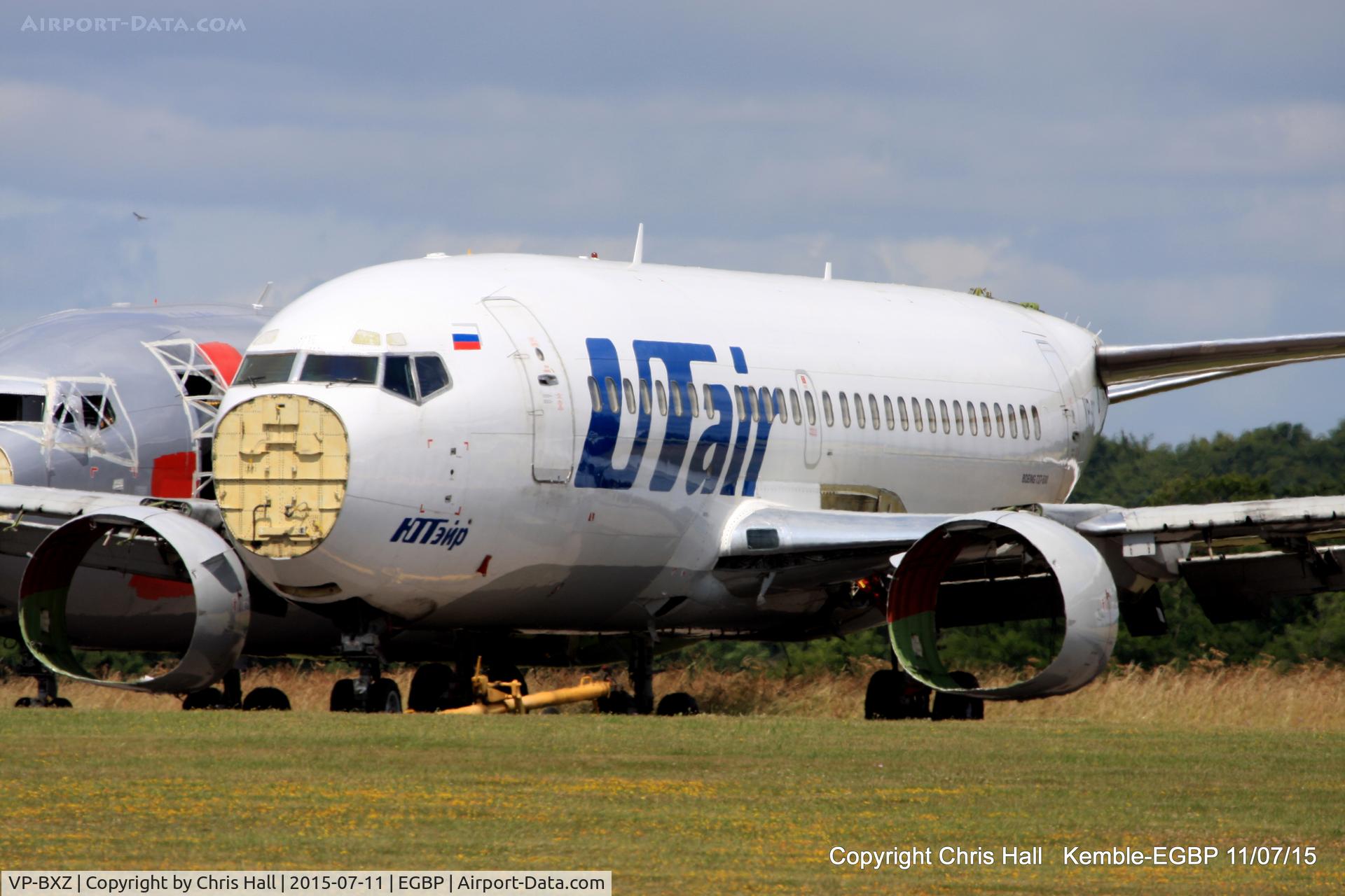 VP-BXZ, 1994 Boeing 737-524 C/N 27329, ex UTair Aviation, in scrapping area at Kemble