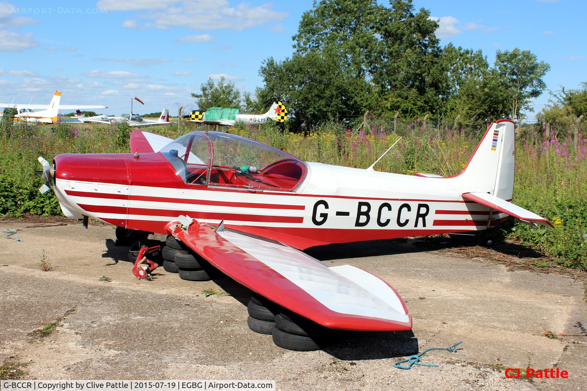G-BCCR, 1975 Piel CP-301 Emeraude C/N PFA 712, In a poor state at Leicester EGBG with damage to the port undercarriage.