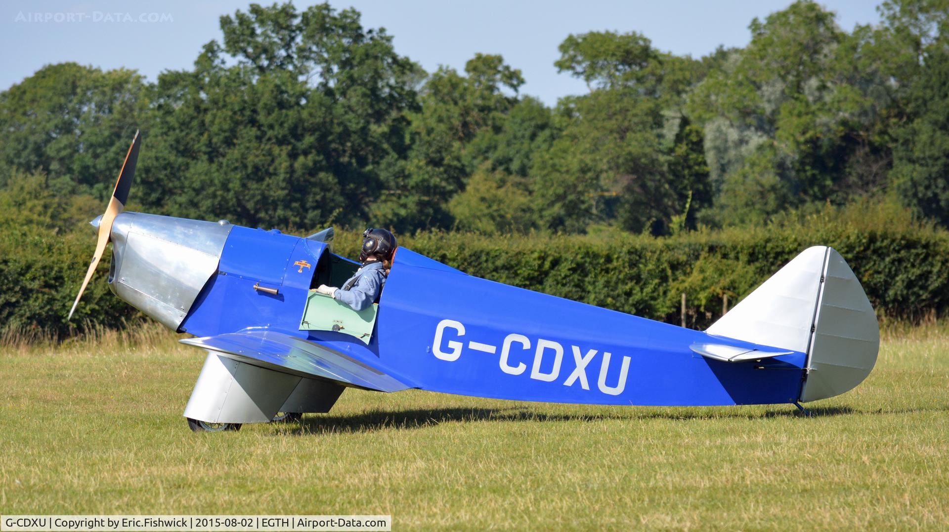 G-CDXU, 2006 Chilton DW1A C/N PFA 225-12038, 1. G-CDXU returning home after the Mock Air Race at the Shuttleworth Wings and Wheels Airshow, Aug. 2015.