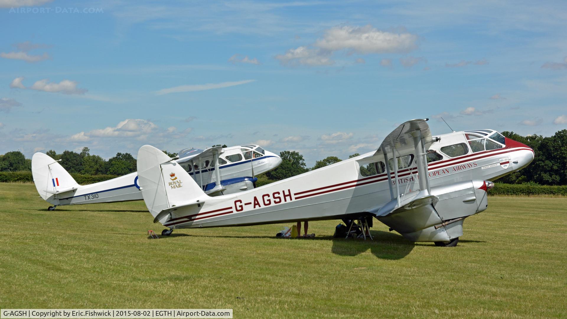 G-AGSH, 1945 De Havilland DH-89A Dominie/Dragon Rapide C/N 6884, 5. A pair of superb DH-89As at the Shuttleworth Wings and Wheels Airshow, Aug. 2015.