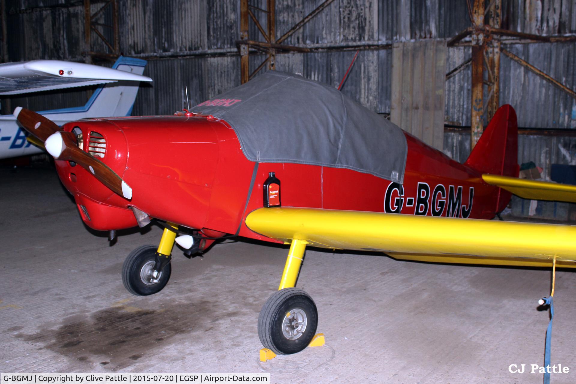 G-BGMJ, 1952 Gardan GY-201 Minicab C/N 12, Hangared up at Peterborough's Sibson airfield EGSP