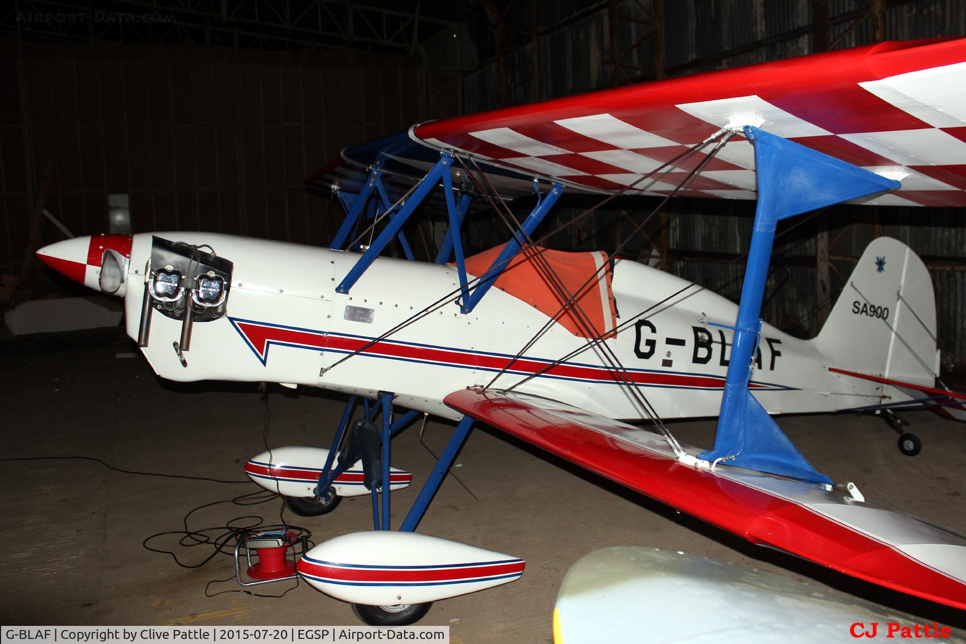 G-BLAF, 1987 Stolp SA-900 V-Star C/N PFA 106-10651, Cosy in a hangar at Sibson EGSP