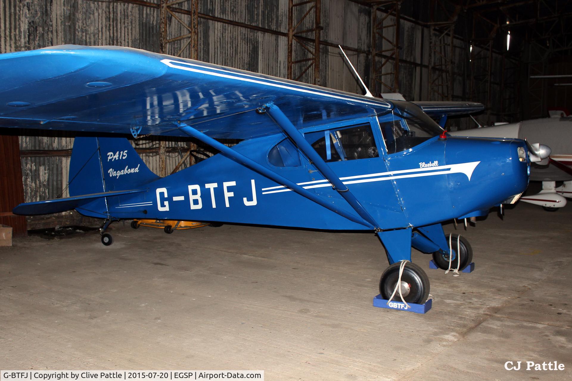 G-BTFJ, 1948 Piper PA-15 Vagabond Vagabond C/N 15-159, Hangared at Sibson EGSP