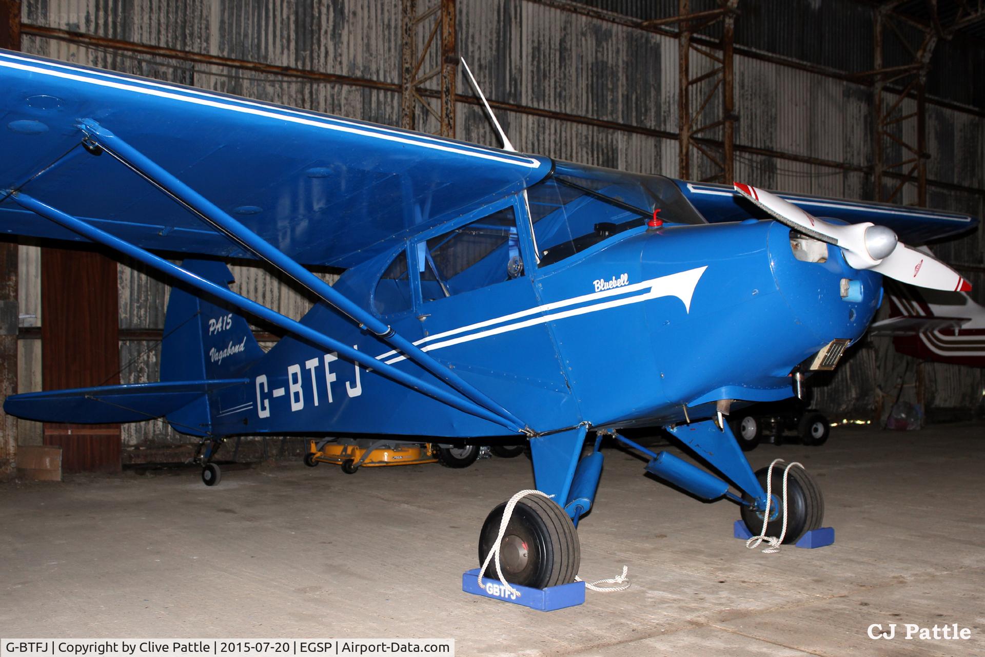 G-BTFJ, 1948 Piper PA-15 Vagabond Vagabond C/N 15-159, Hangared at Sibson EGSP