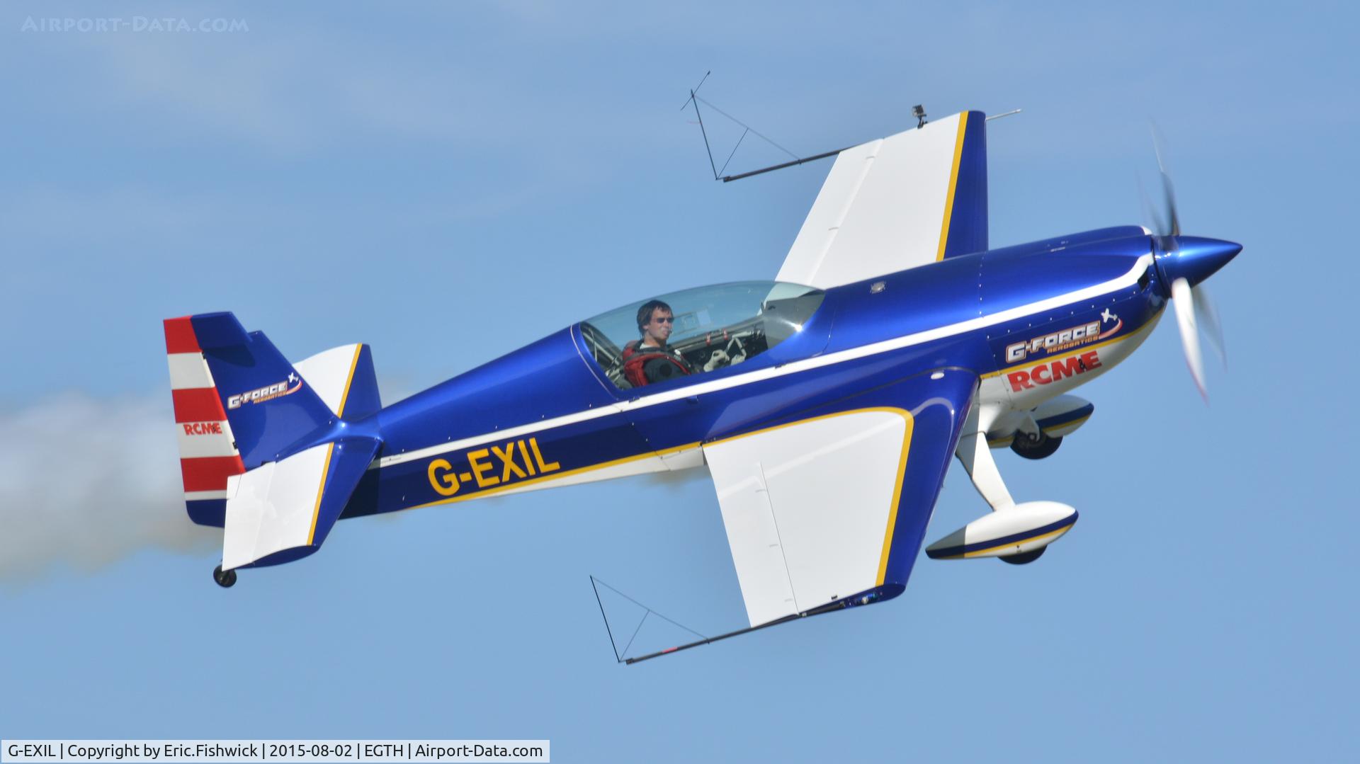G-EXIL, 2010 Extra EA-300S C/N 1036, b. G-EXIL in display mode at The Shuttleworth Wings and Wheels Airshow, Aug. 2015.