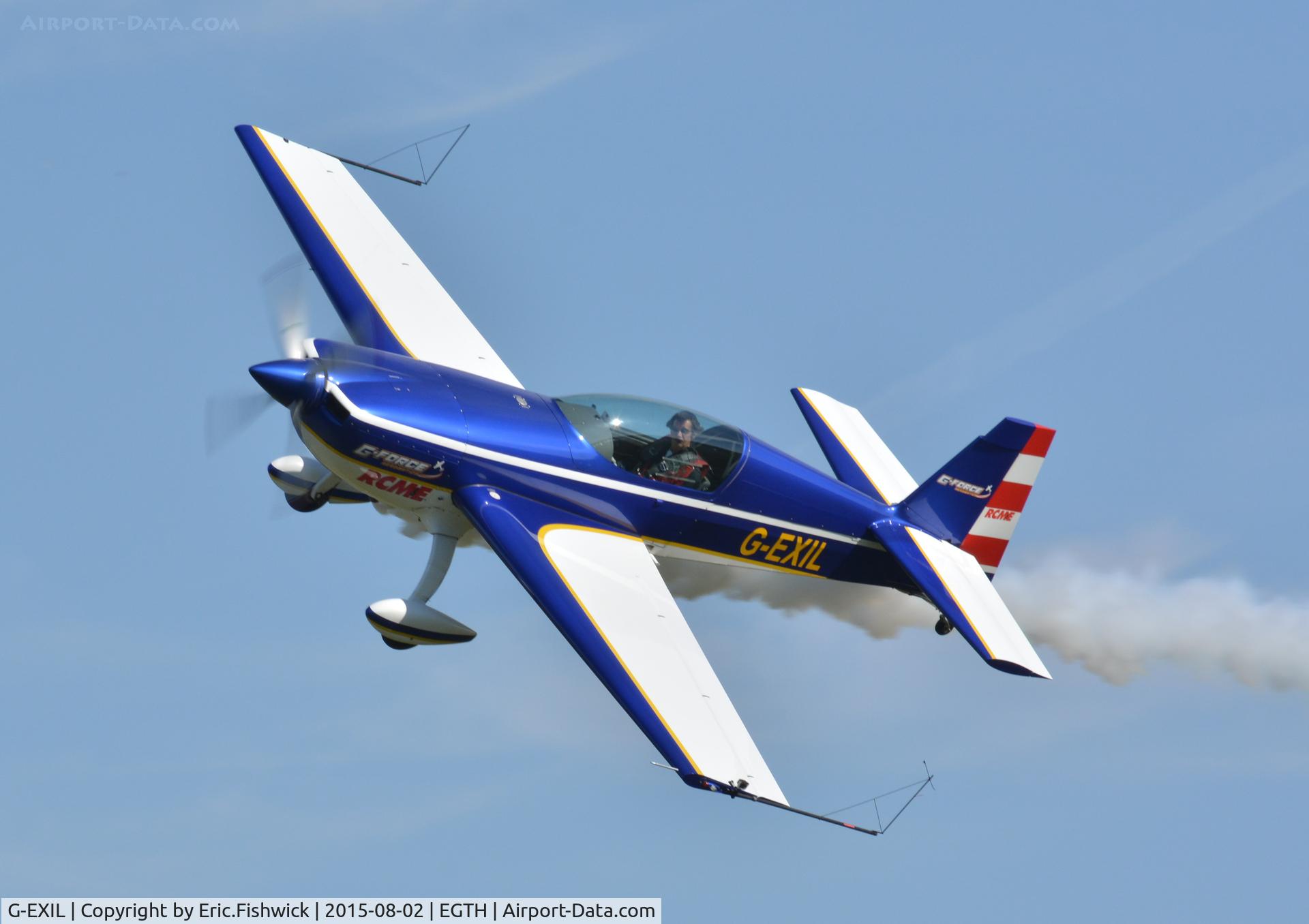 G-EXIL, 2010 Extra EA-300S C/N 1036, cl. G-EXIL in display mode at The Shuttleworth Wings and Wheels Airshow, Aug. 2015.