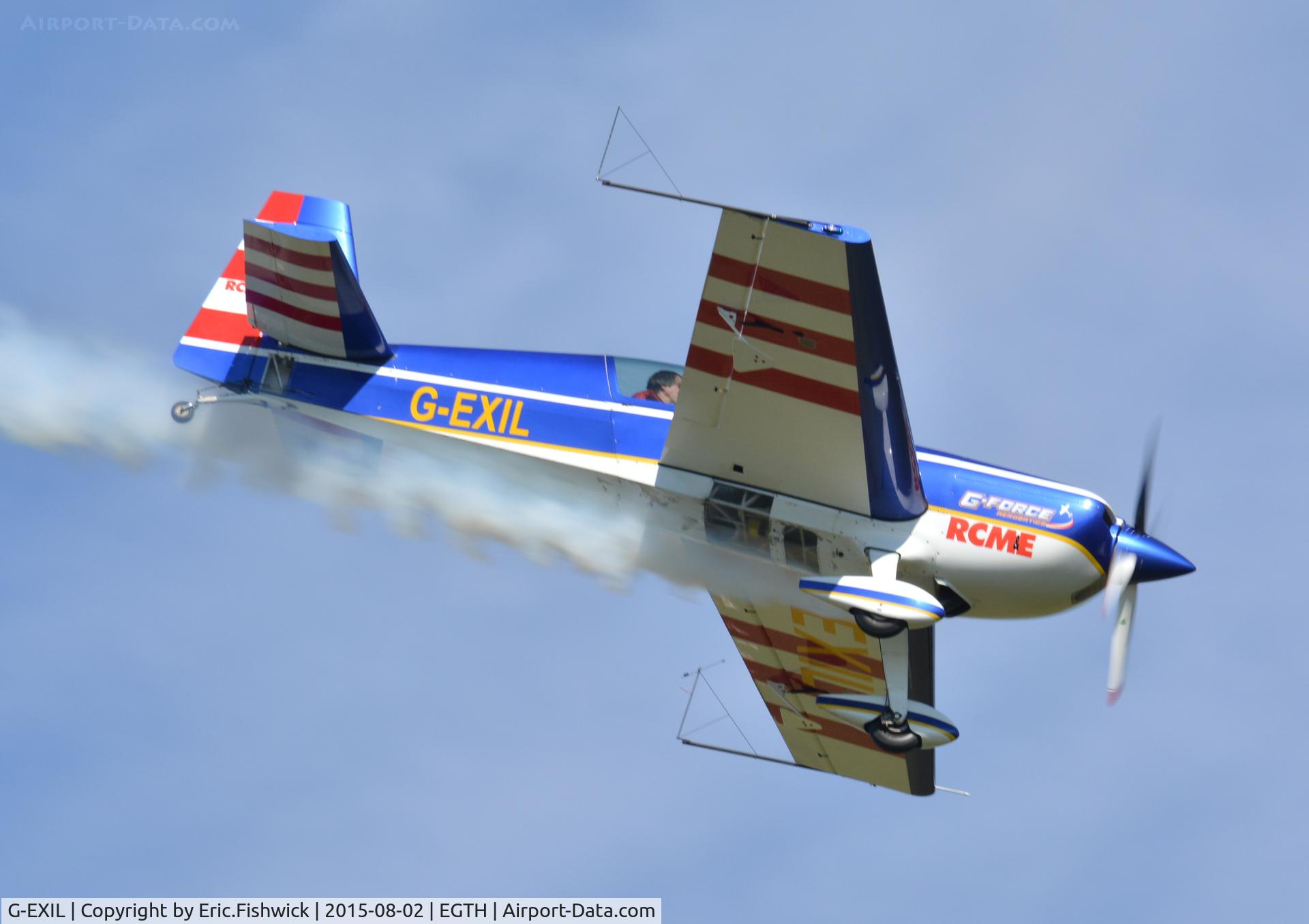 G-EXIL, 2010 Extra EA-300S C/N 1036, dr. G-EXIL in display mode at The Shuttleworth Wings and Wheels Airshow, Aug. 2015.