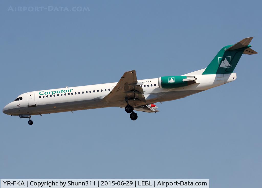 YR-FKA, 1991 Fokker 100 (F-28-0100) C/N 11340, Landing rwy 25R