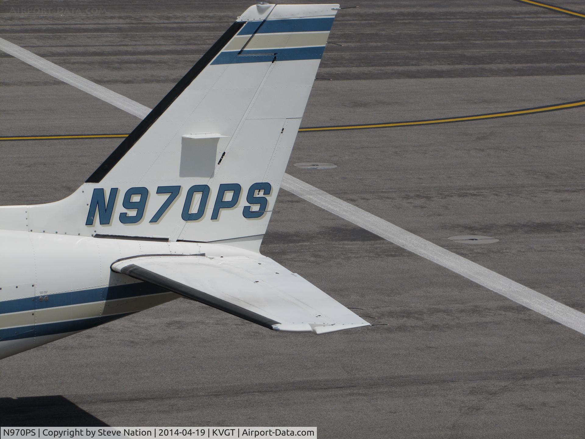 N970PS, 1979 Piper PA-31T C/N 31T-8020023, Huron, SD-based 1979 PA-31T on transient ramp @ North Las Vegas Airport, NV [CLOSE-UP TAIL]
