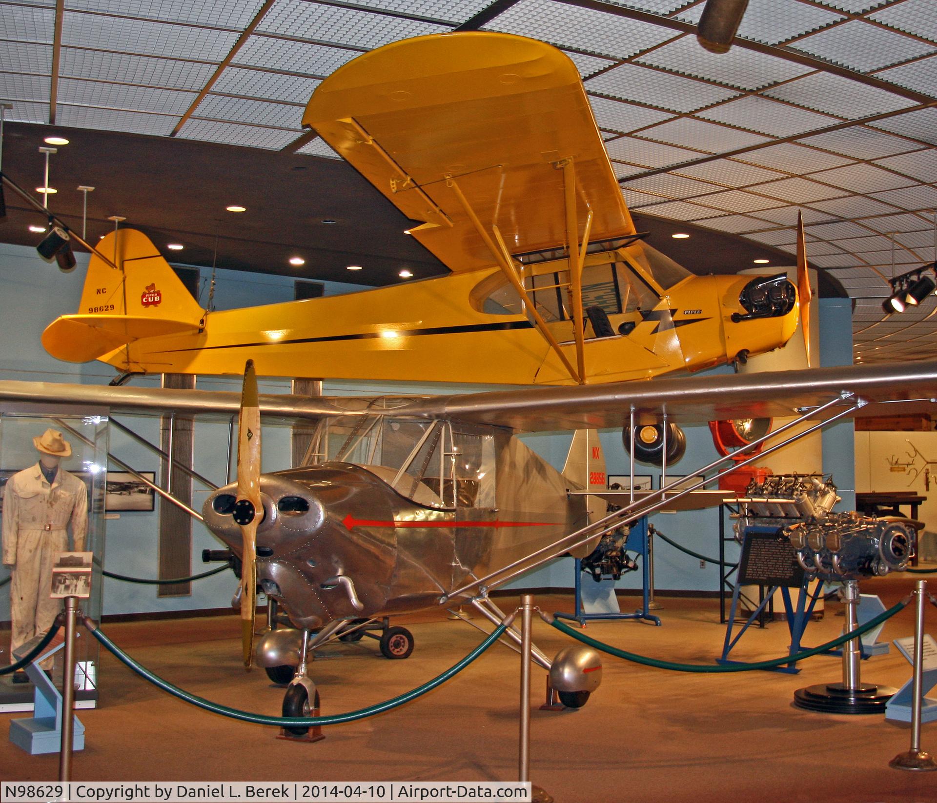 N98629, Piper J-3C-65 Cub C/N 18854, This Piper Cub is a long-time exhibit at the State Museum, not far from the Lock Haven factory where it was built.  The Cub is also the state airplane of Pennsylvania.
