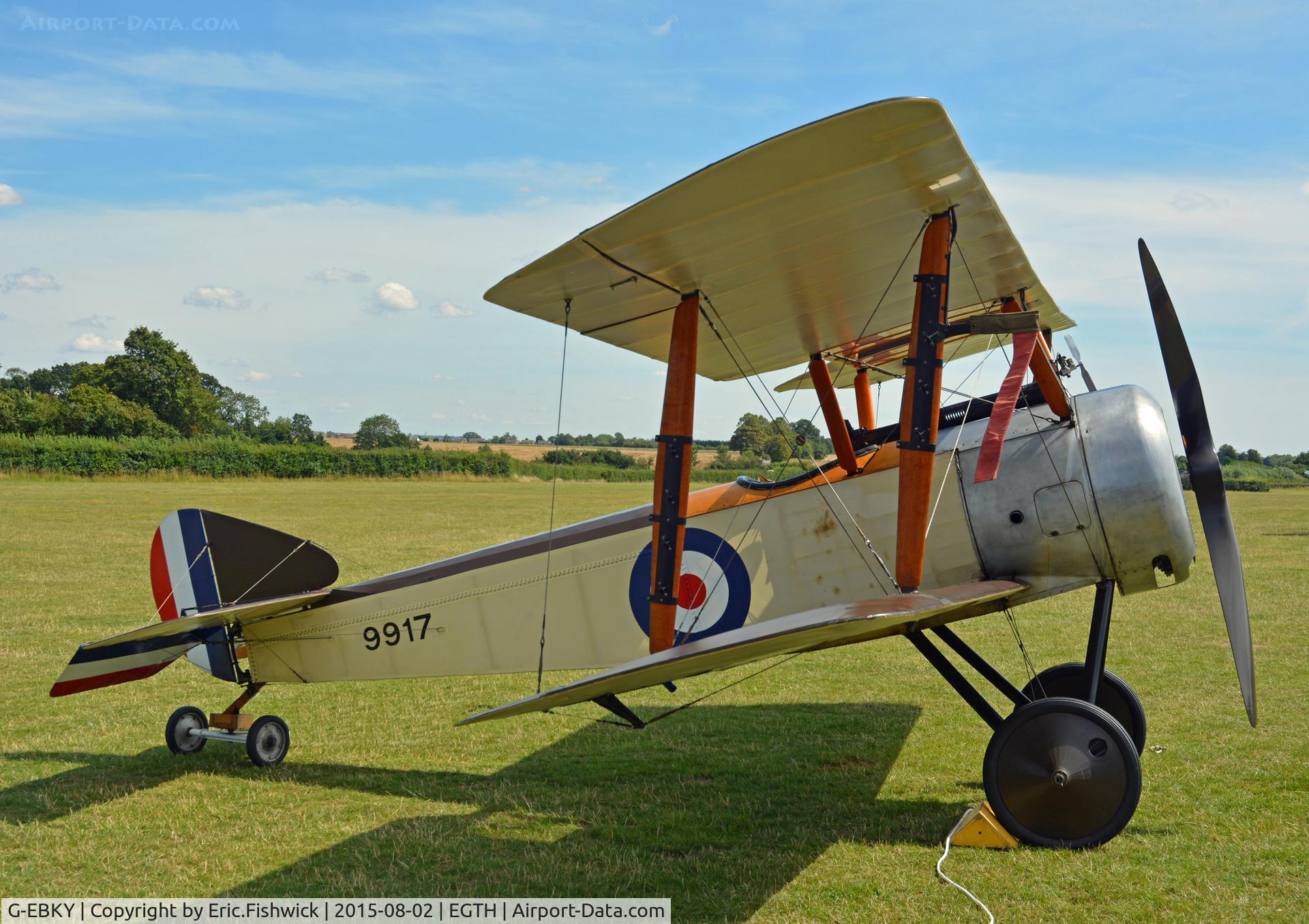 G-EBKY, 1920 Sopwith Pup C/N W/O 3004/14, 2. 9917 at the Shuttleworth Wings and Wheels Airshow, Aug. 2015.