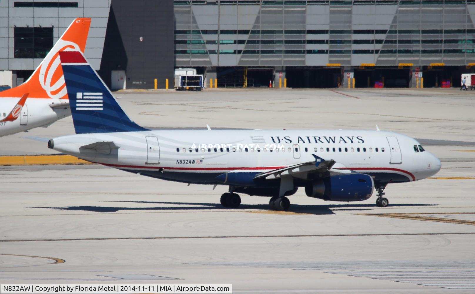 N832AW, 2001 Airbus A319-132 C/N 1643, USAirways