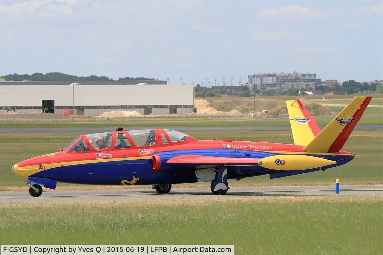 F-GSYD, Fouga CM-170 Magister C/N 455, Fouga CM-170 Magister, Taxiing after landing rwy 03, Paris-Le Bourget (LFPB-LBG) Air show 2015