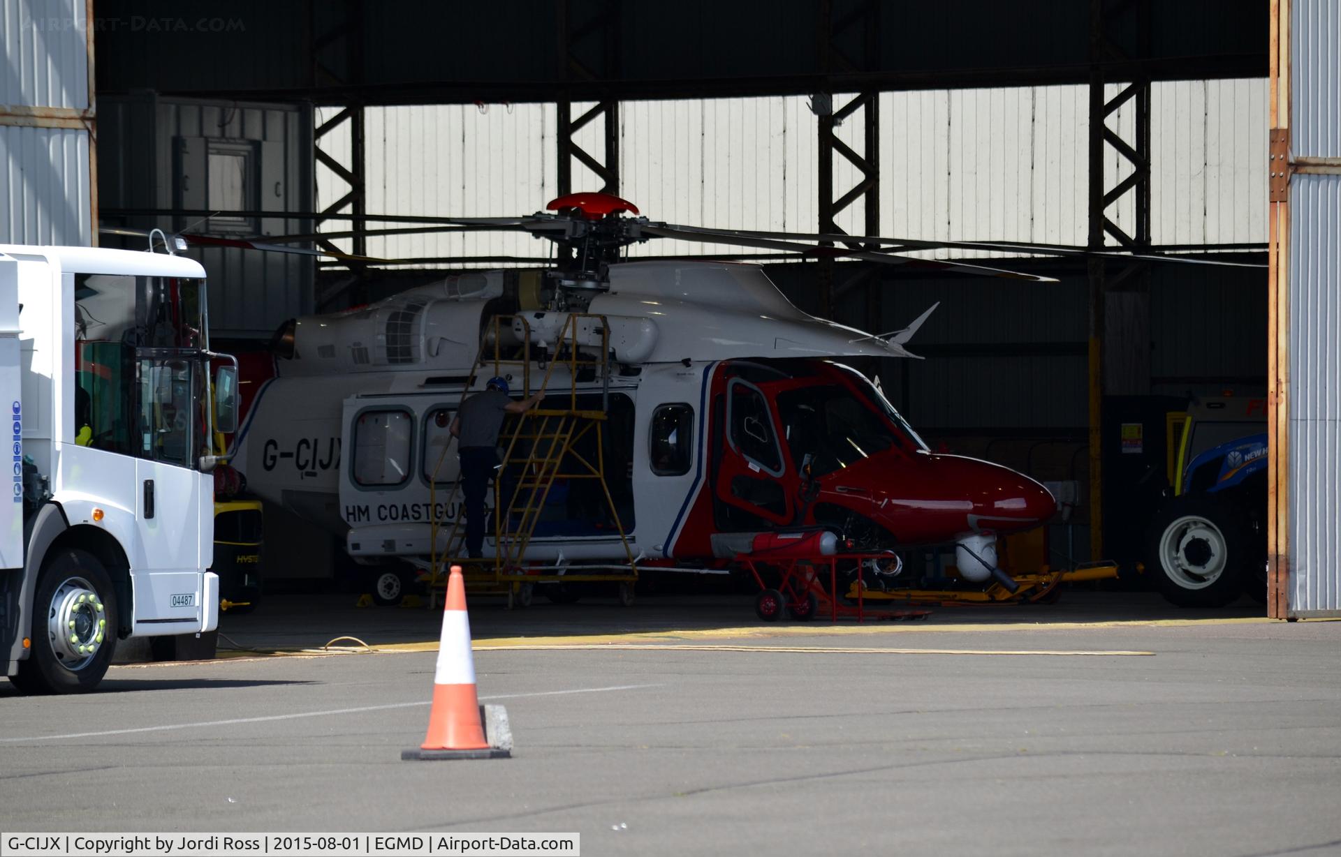 G-CIJX, 2014 AgustaWestland AW-139 C/N 31579, In the hanger getting some work done