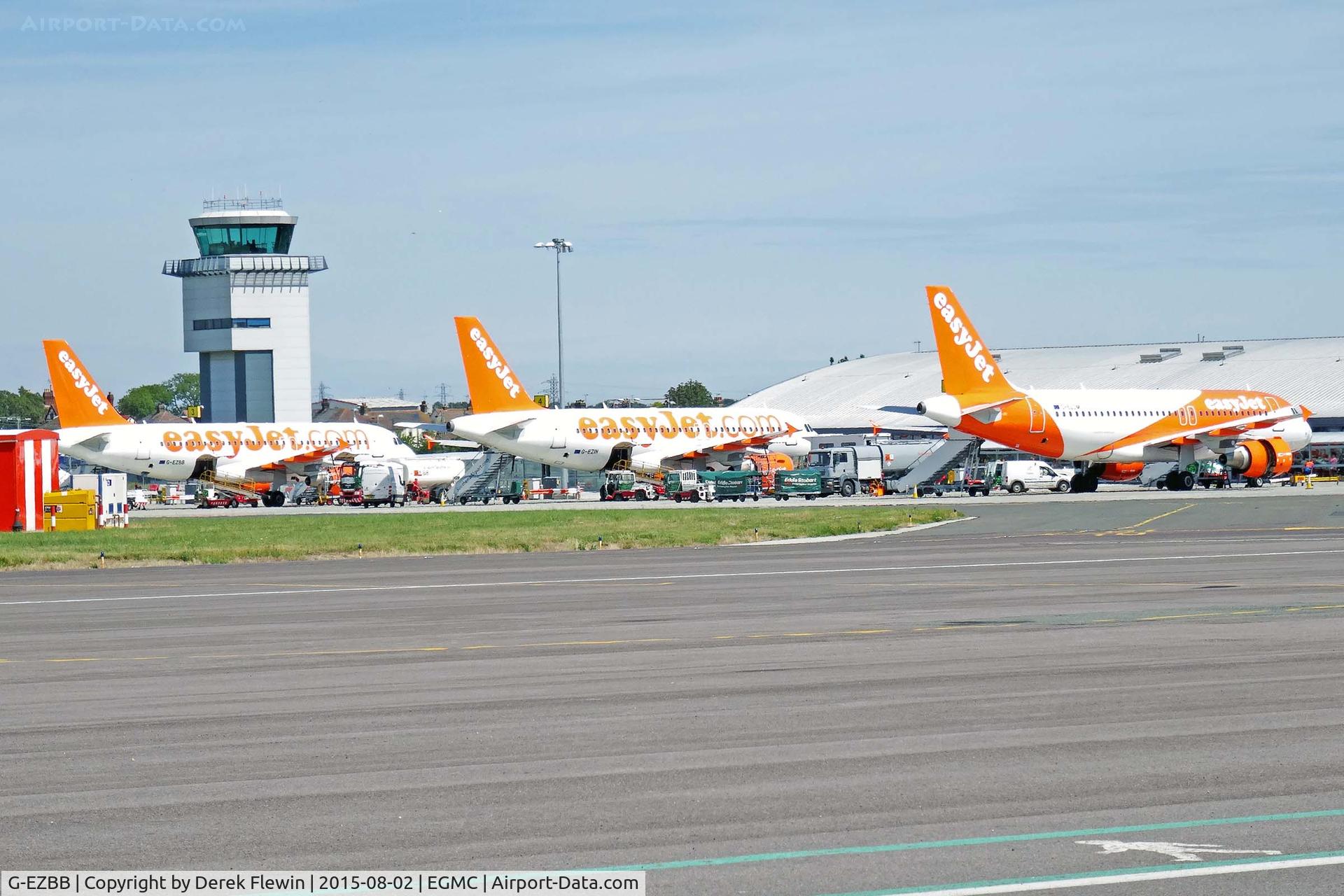 G-EZBB, 2006 Airbus A319-111 C/N 2854, A319-111, Easyjet Airlines, previously D-AVXM, seen parked up with two sister aircraft.