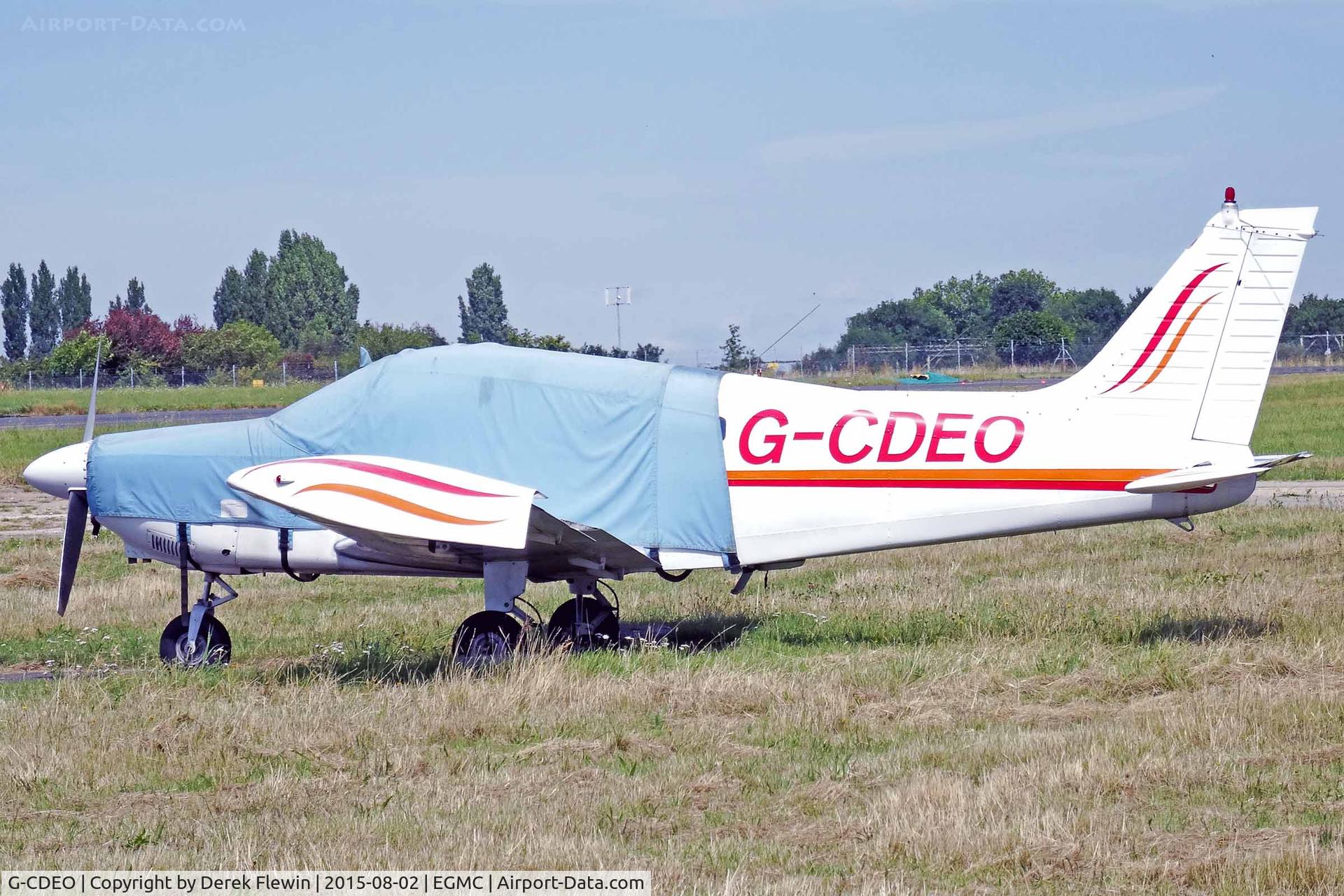 G-CDEO, 1974 Piper PA-28-180 Cherokee Archer C/N 28-7405011, Cherokee, London Southend Airport based, previously N9568N, HB-OQE, seen parked up.