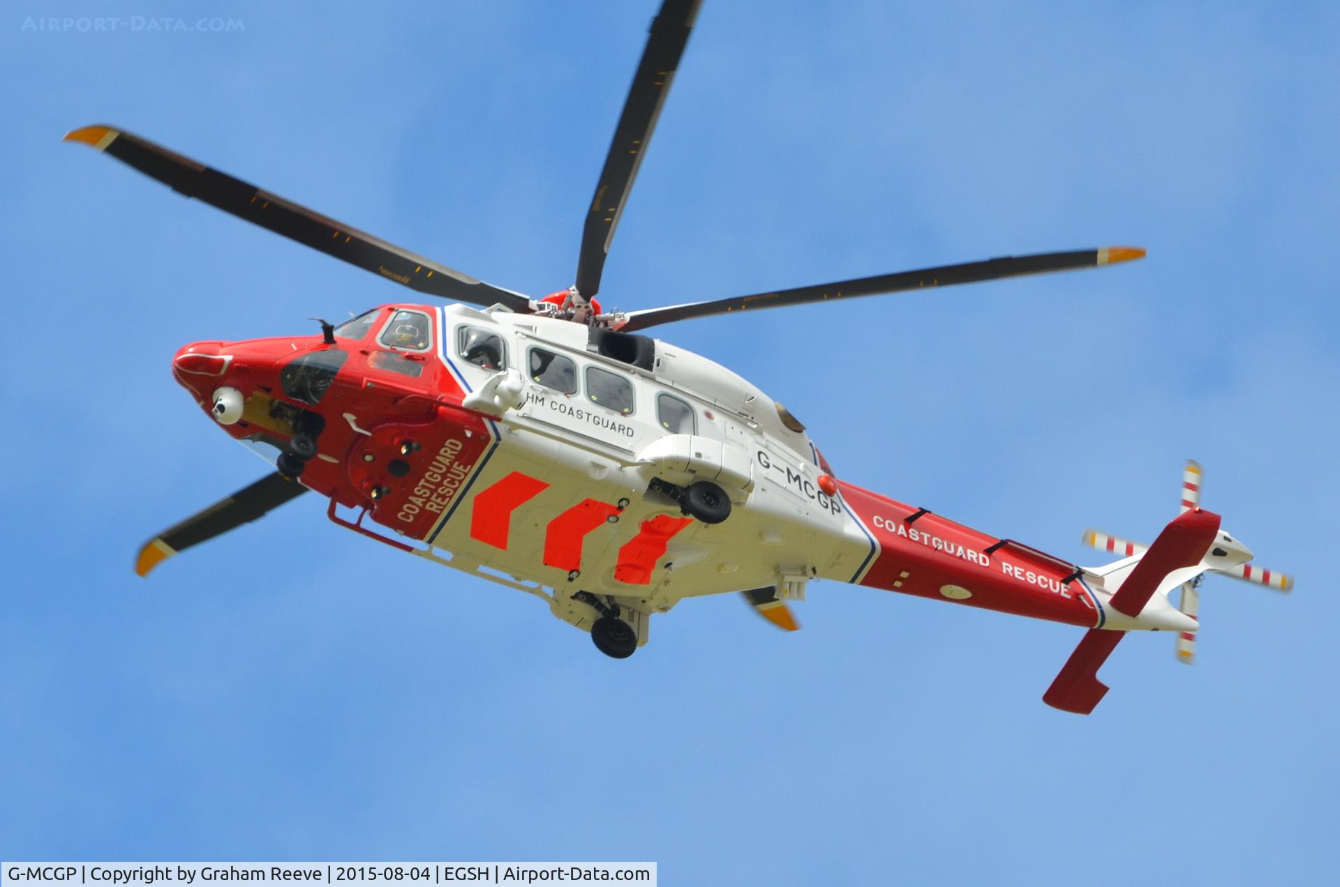 G-MCGP, 2014 AgustaWestland AW189 C/N 92003, Departing from Norwich.