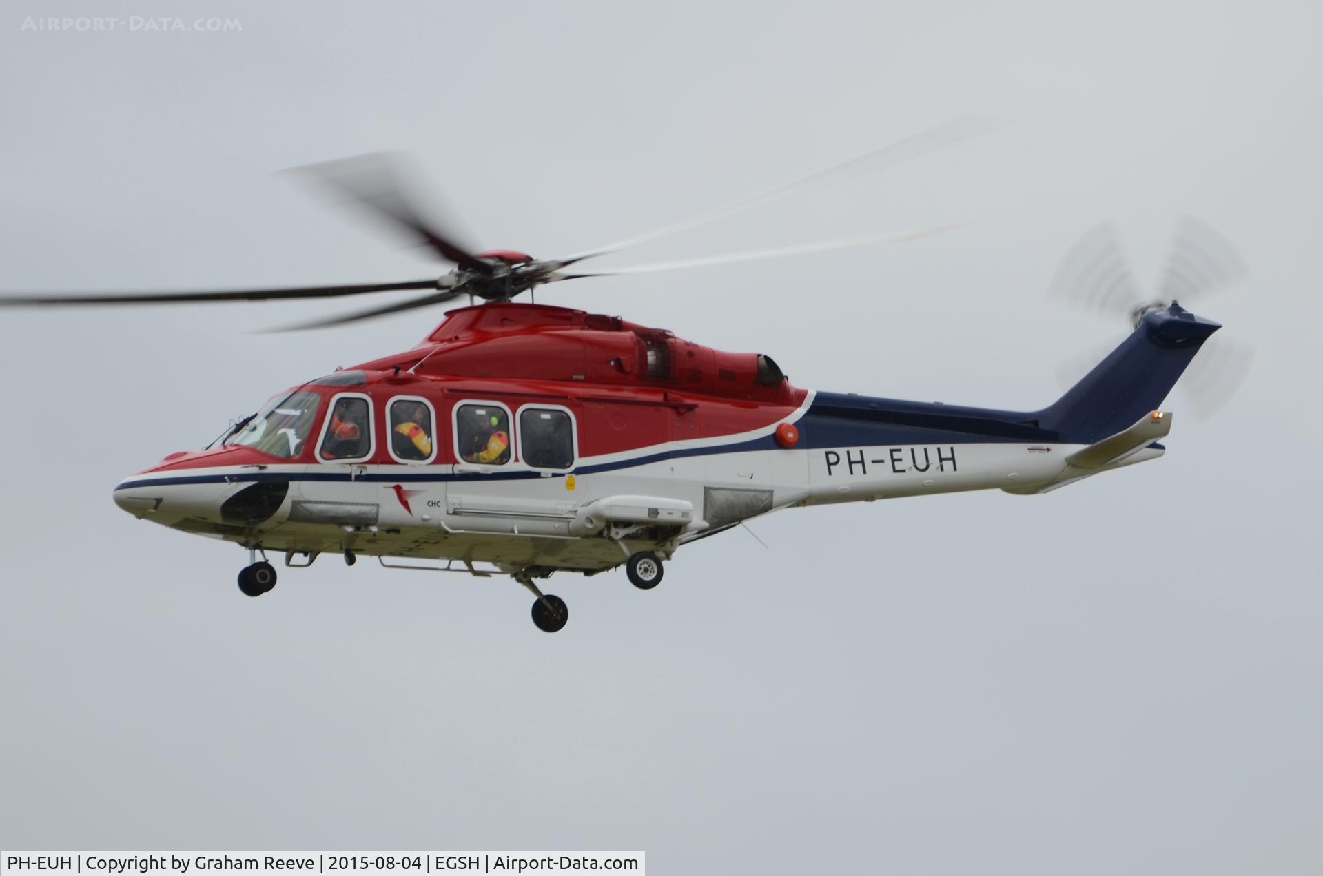 PH-EUH, 2013 AgustaWestland AW-139 C/N 31431, Departing from Norwich.