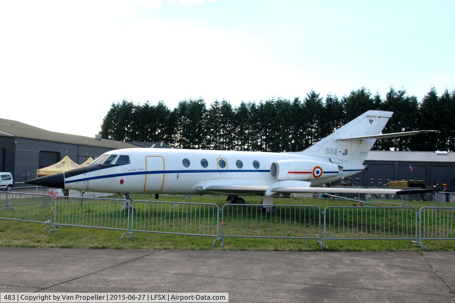 483, 1983 Dassault Mystère/Falcon 20F C/N 483, Dassault Falcon 20SNA shown at Luxeuil Air Base, France, where it is stored. SNA = Systeme de Navigation et d'Attaque Mirage 2000N