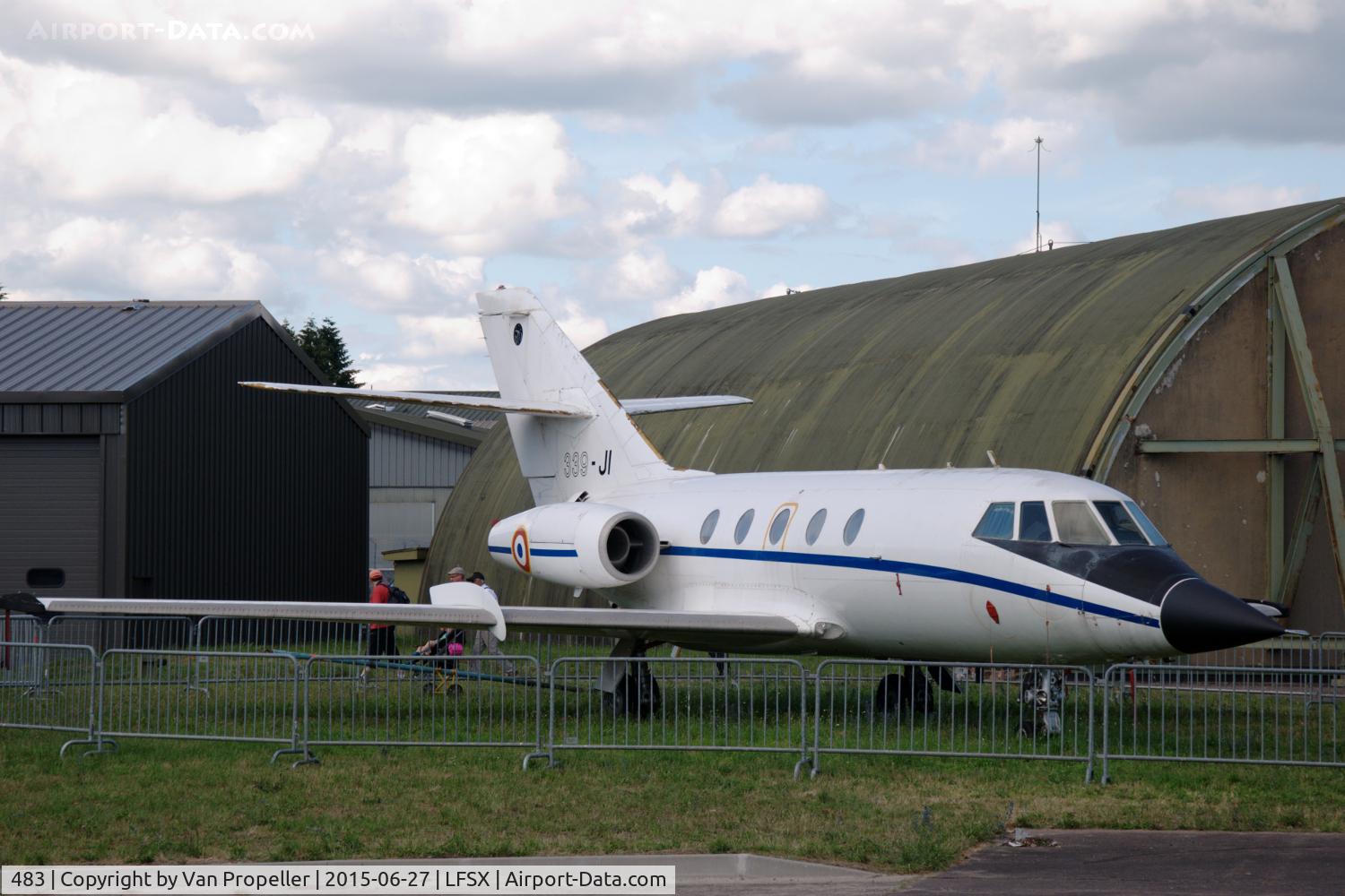 483, 1983 Dassault Mystère/Falcon 20F C/N 483, Dassault Falcon 20SNA shown at Luxeuil Air Base, France, where it is stored. SNA = Systeme de Navigation et d'Attaque Mirage 2000N