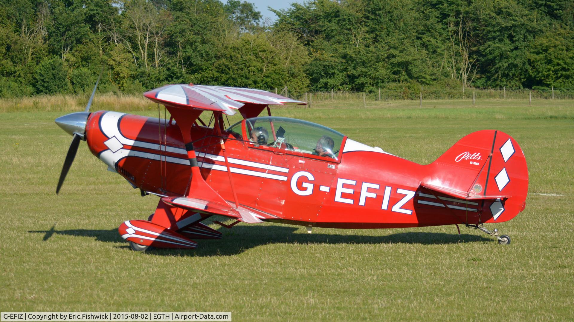 G-EFIZ, 1991 Aviat Pitts S-2B Special C/N 5224, 1. G-EFIZ preparing to depart The Shuttleworth Wings and Wheels Airshow, Aug. 2015.